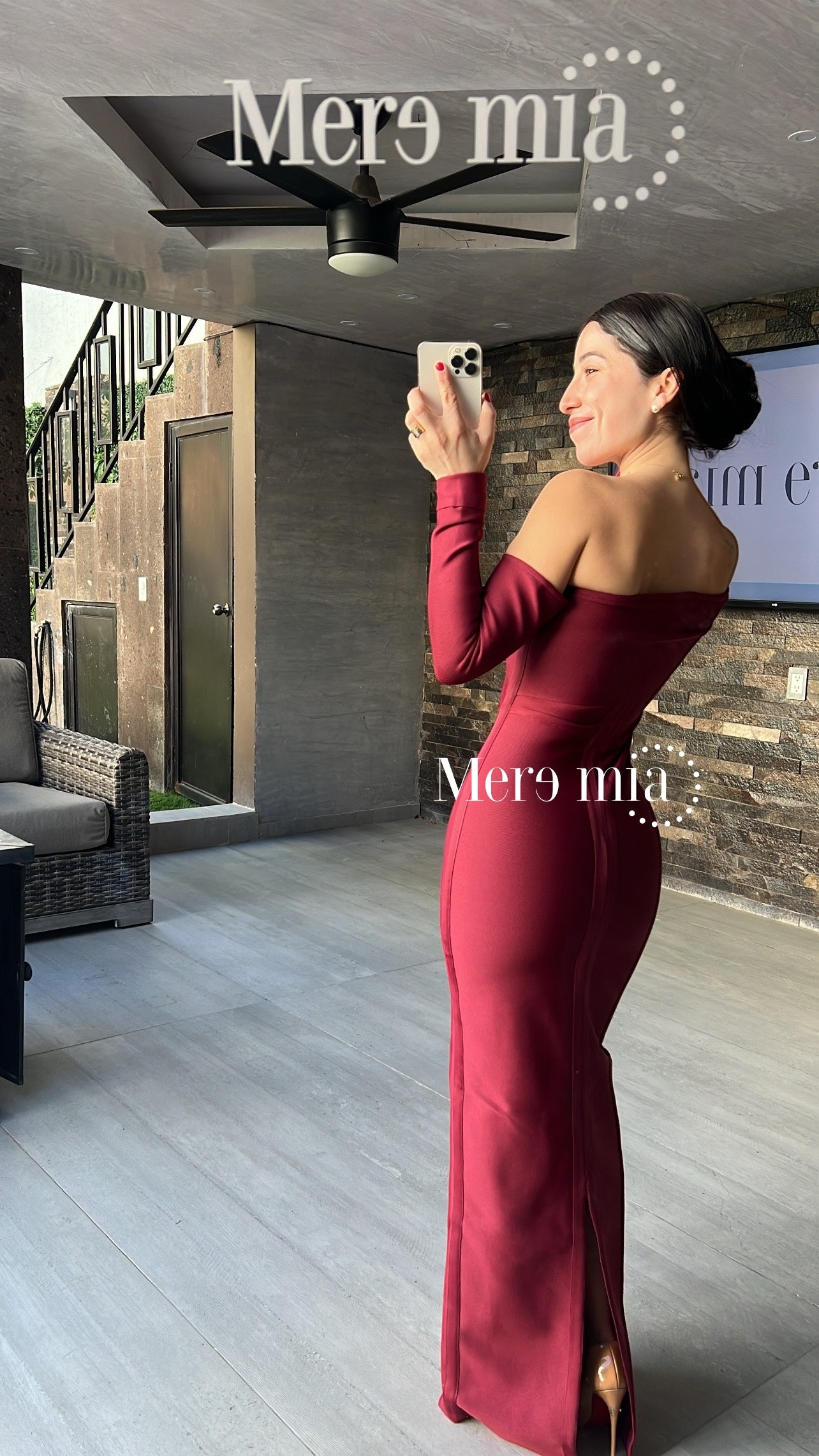 Vestido tinto ml hombro