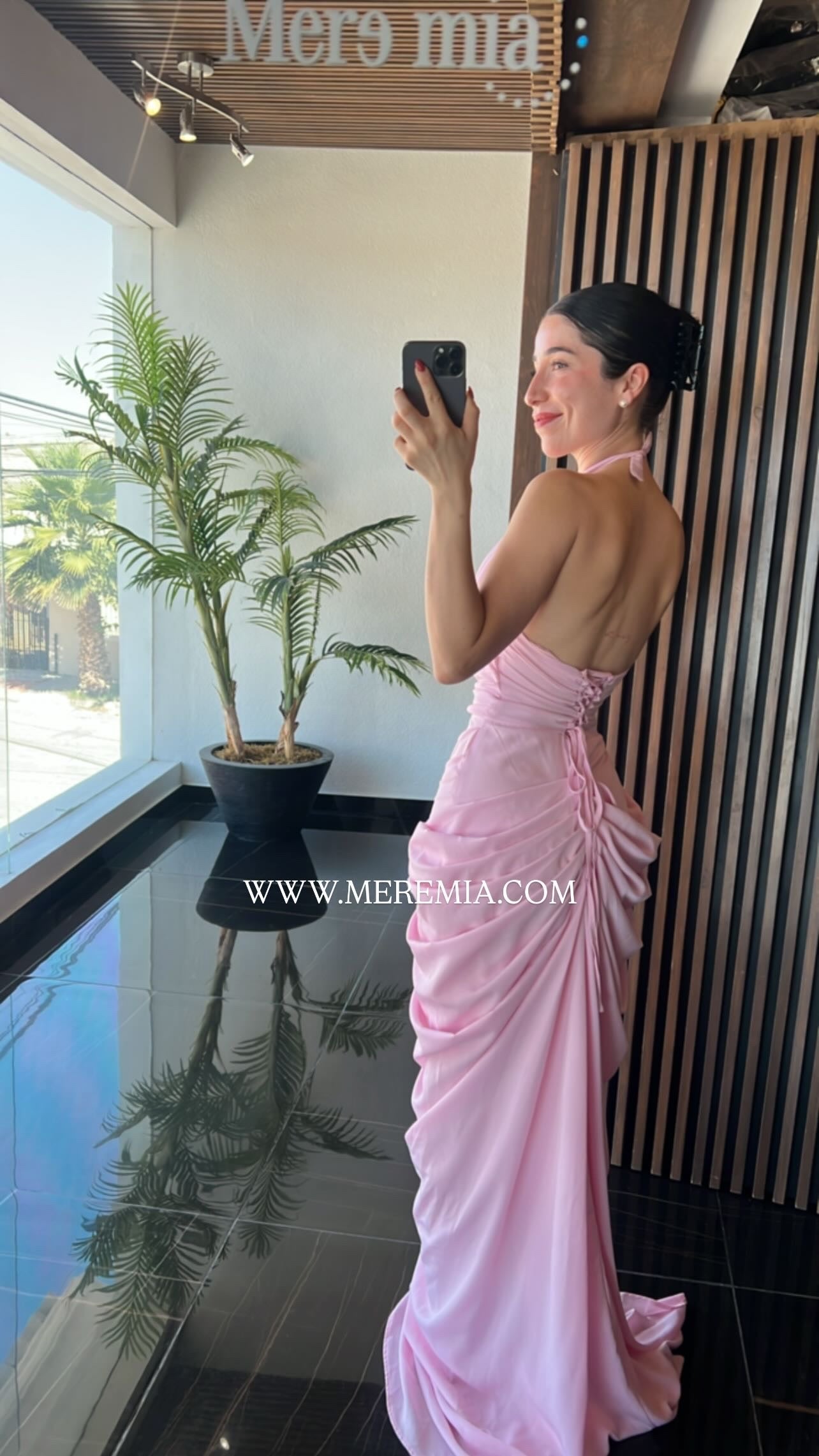 Vestido halter escote V drapp