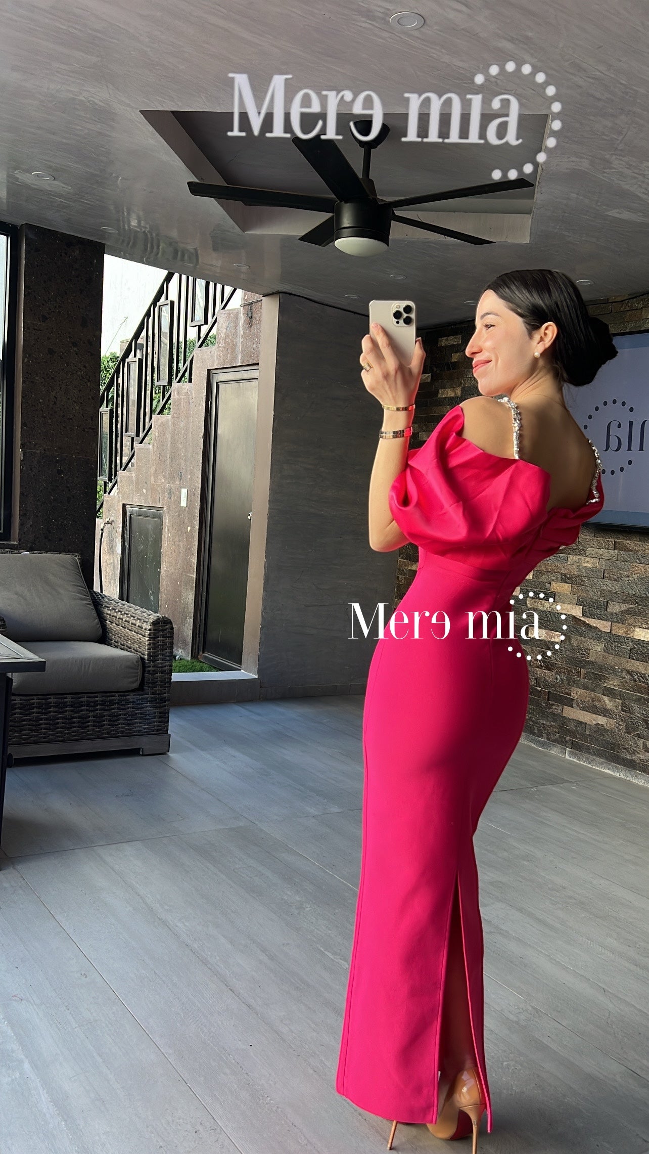 Vestido rosa hombros sat