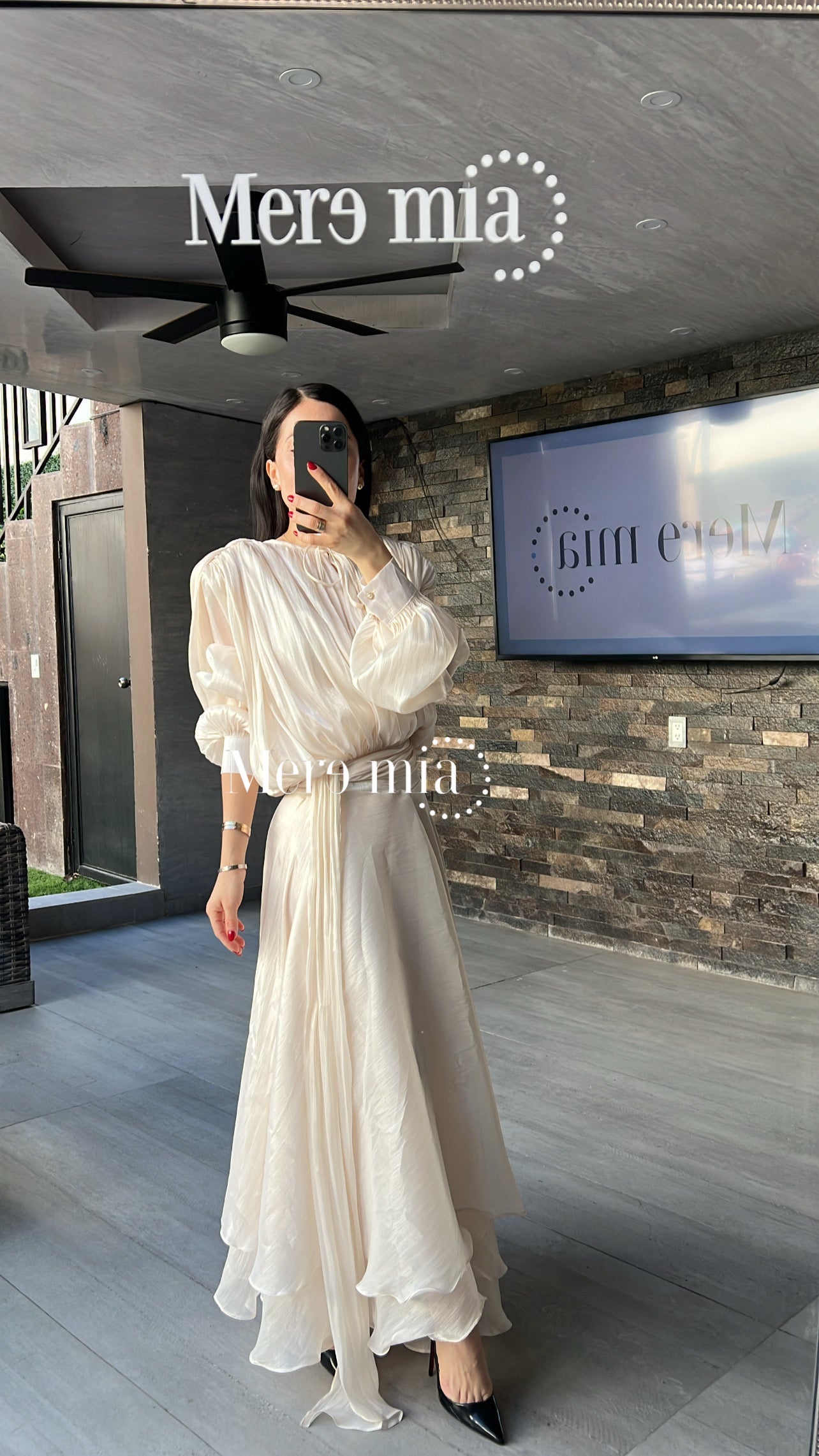 Vestido ivory Olanes largo