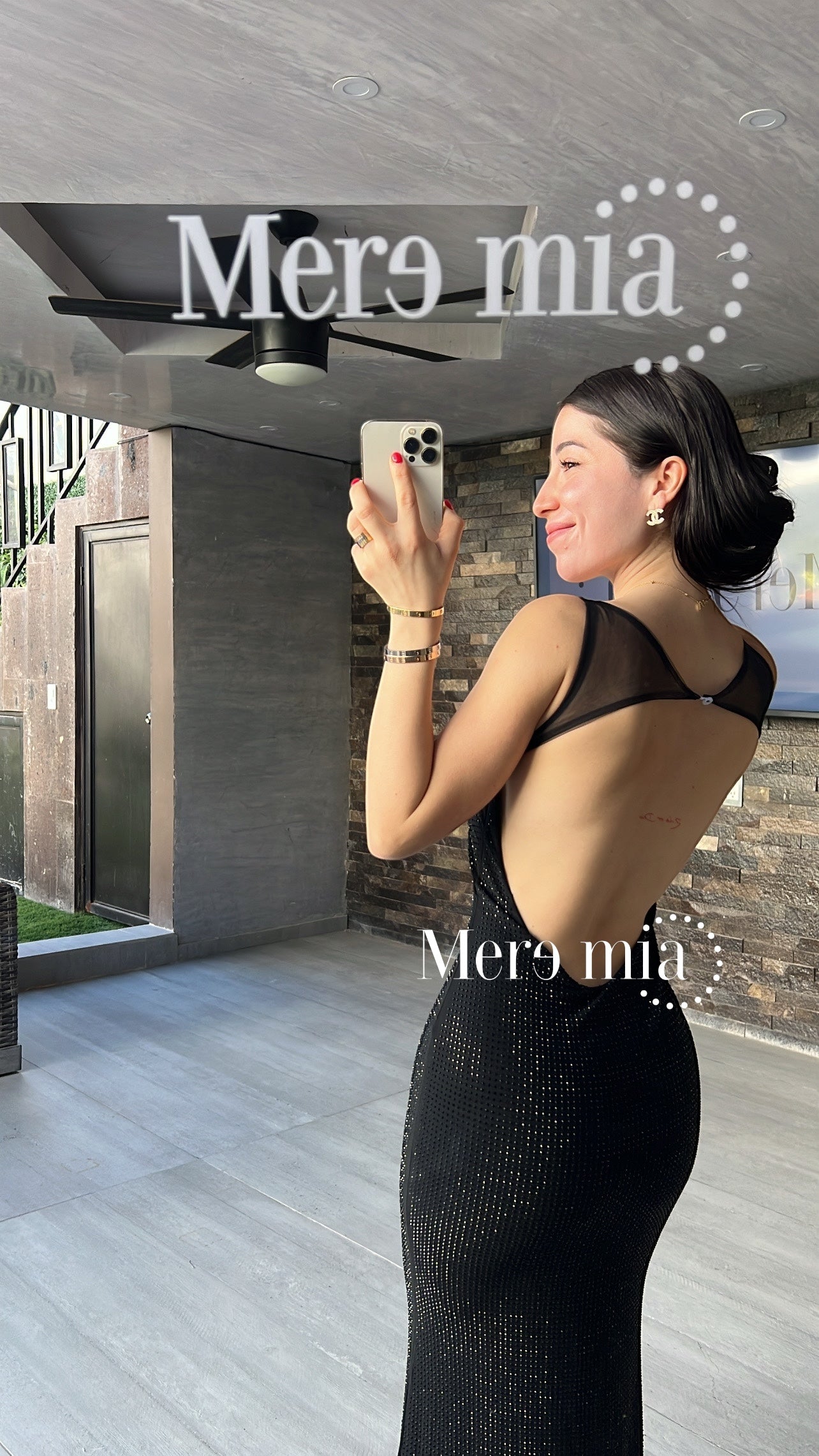 Vestido negro puntos malla