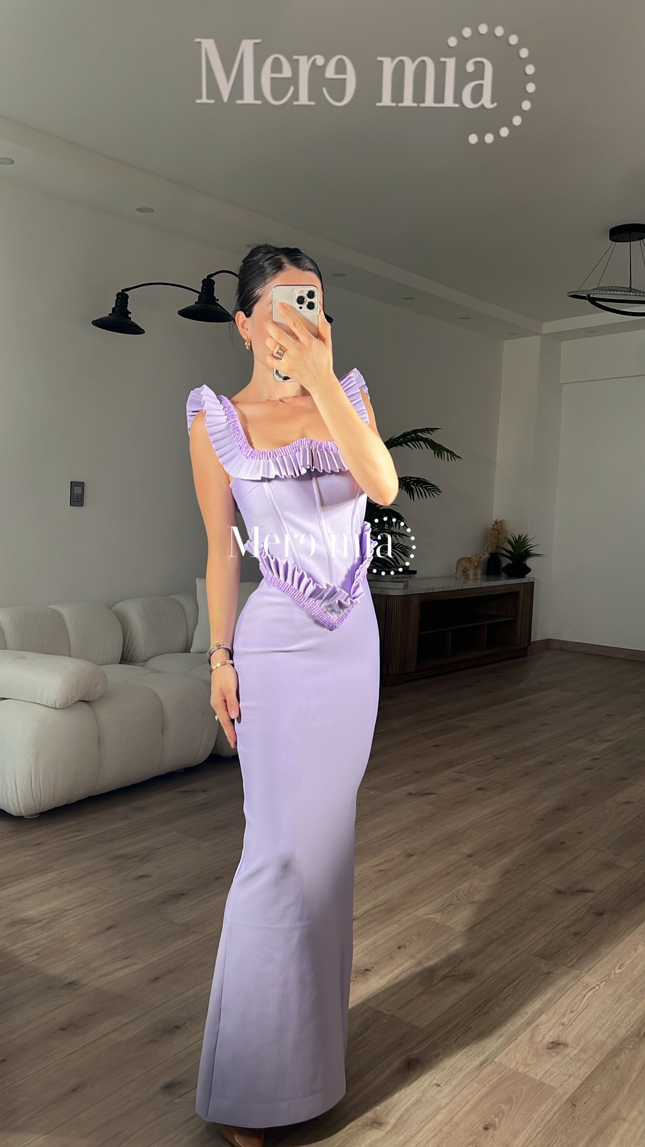 Vestido lila plisado lent