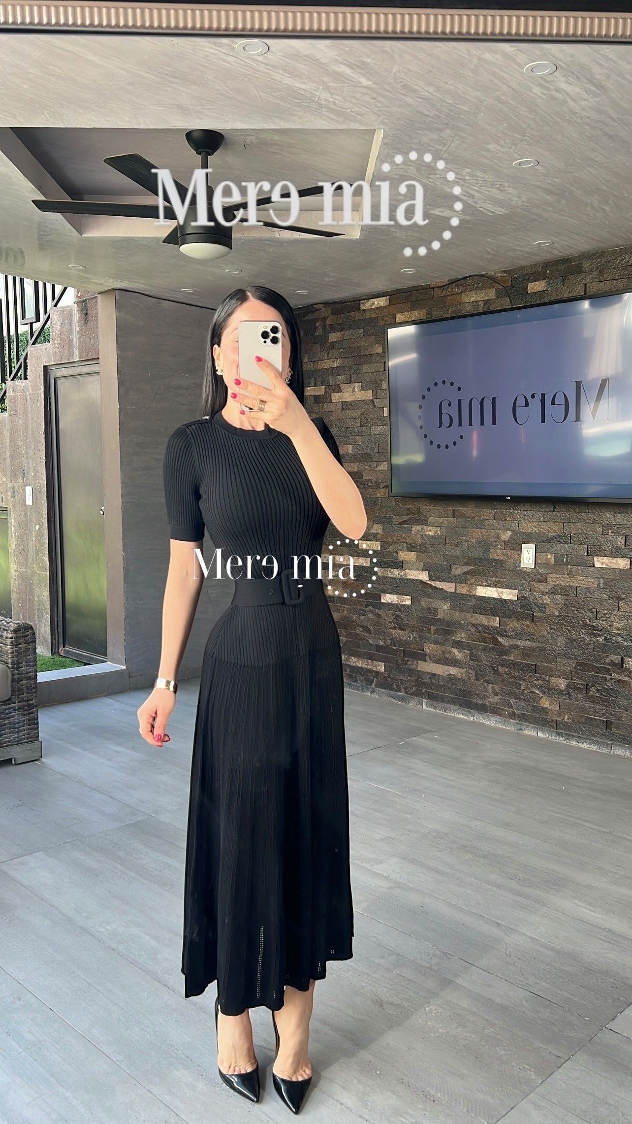 Vestido negro rayado cint