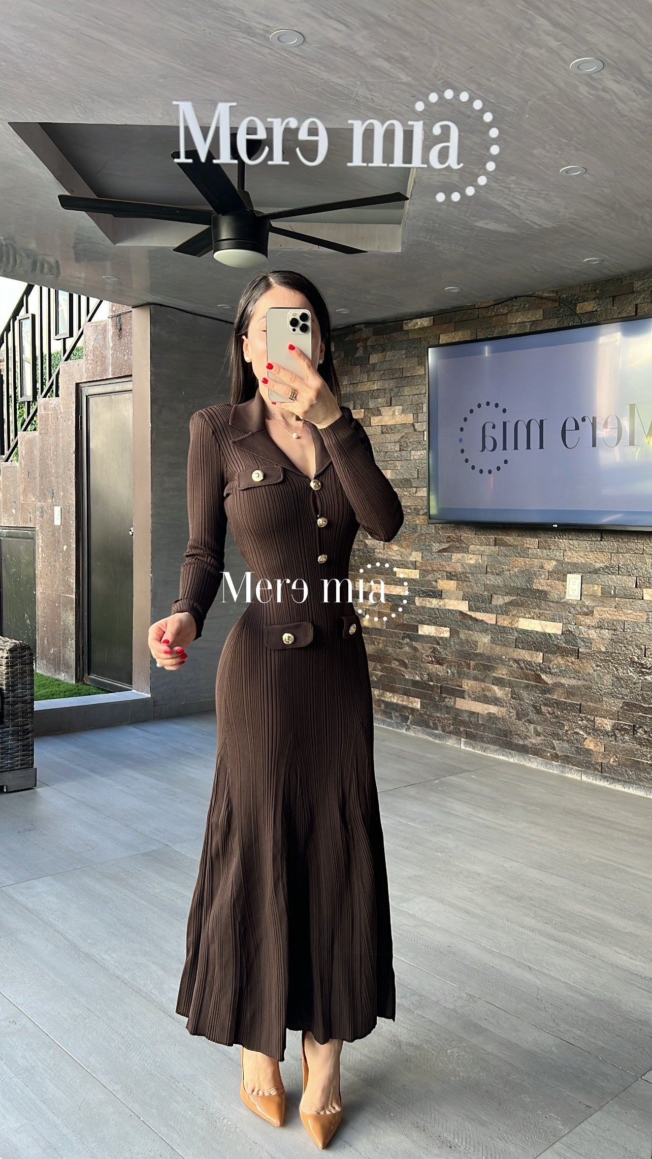 Vestido cafe rayado botones