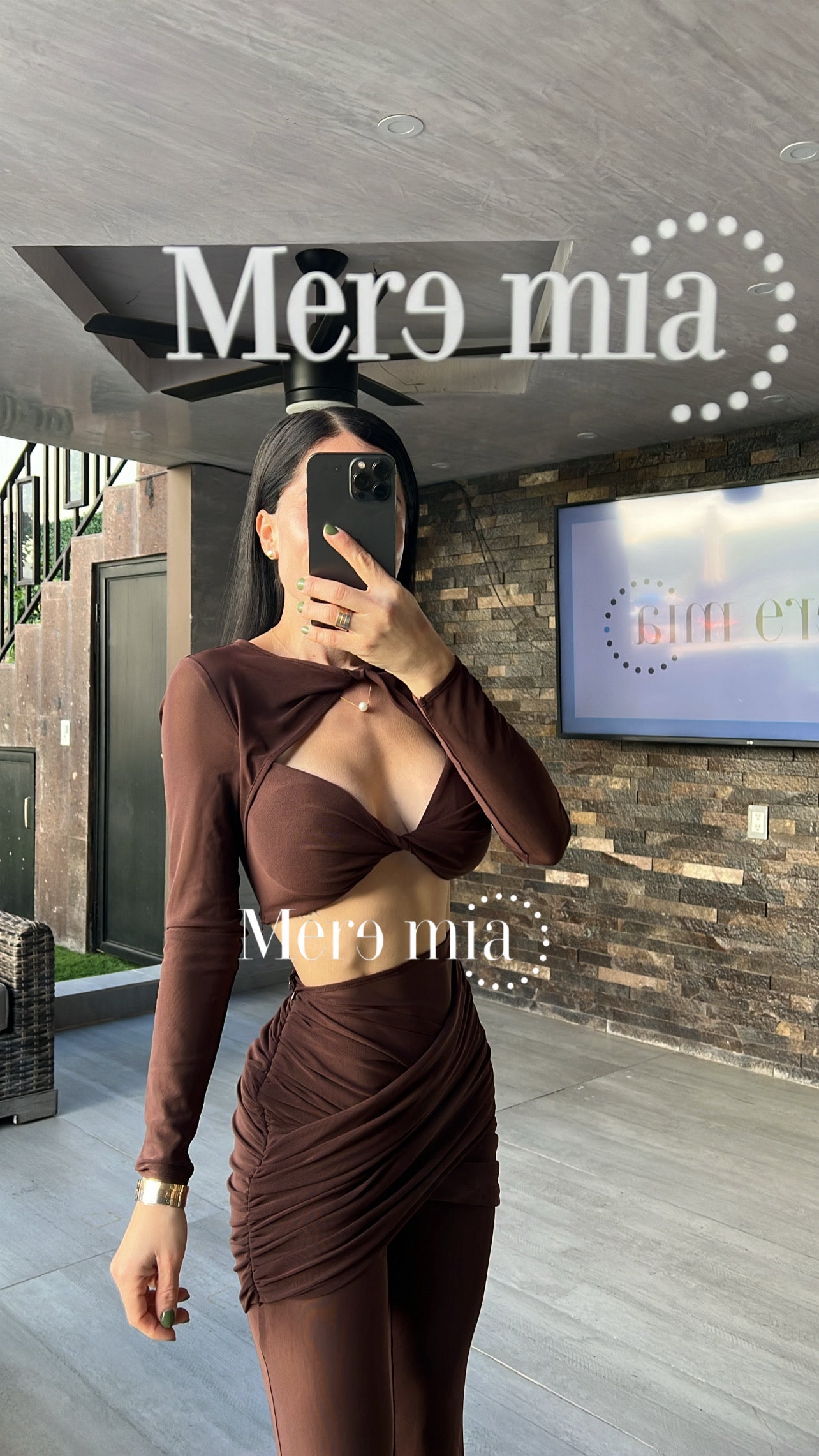 Conjunto cafe plisado pan