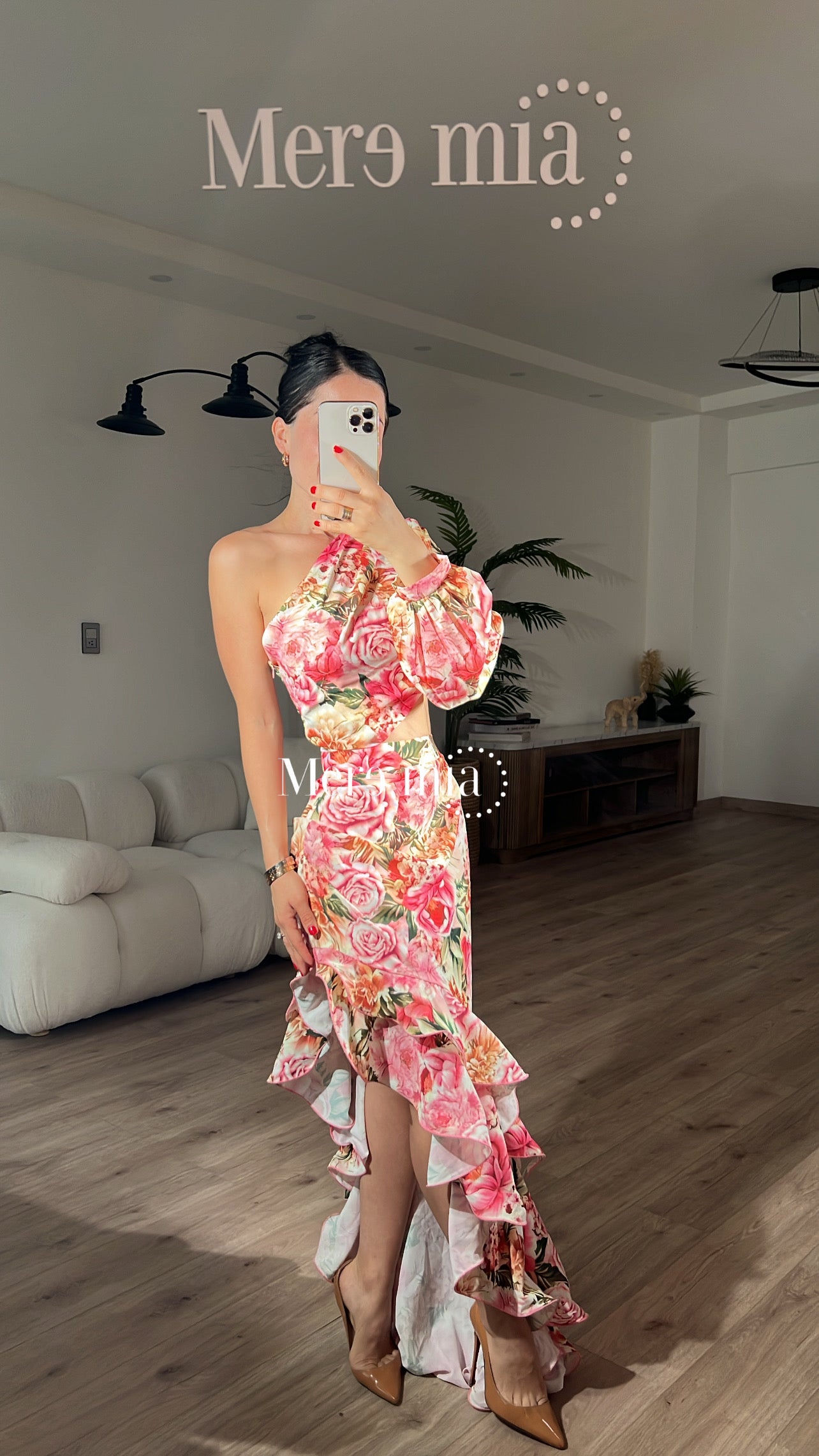 Vestido flores esc asimetrica