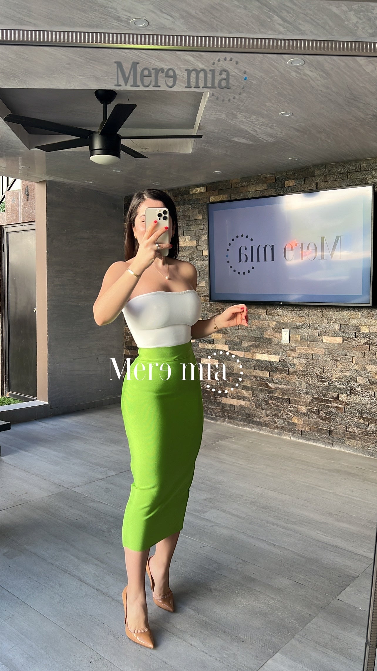 Falda verde midi