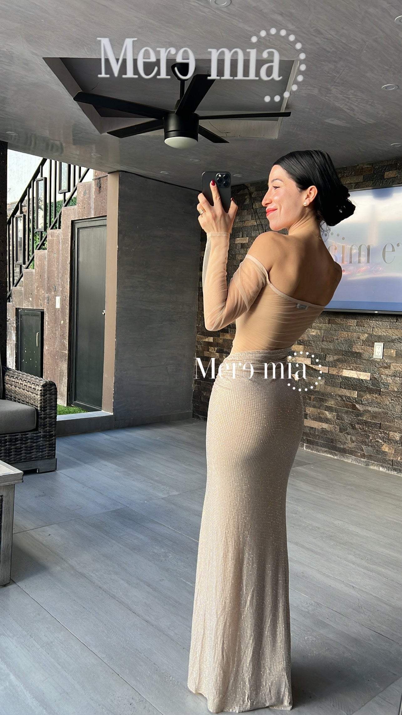 Vestido nude puntos