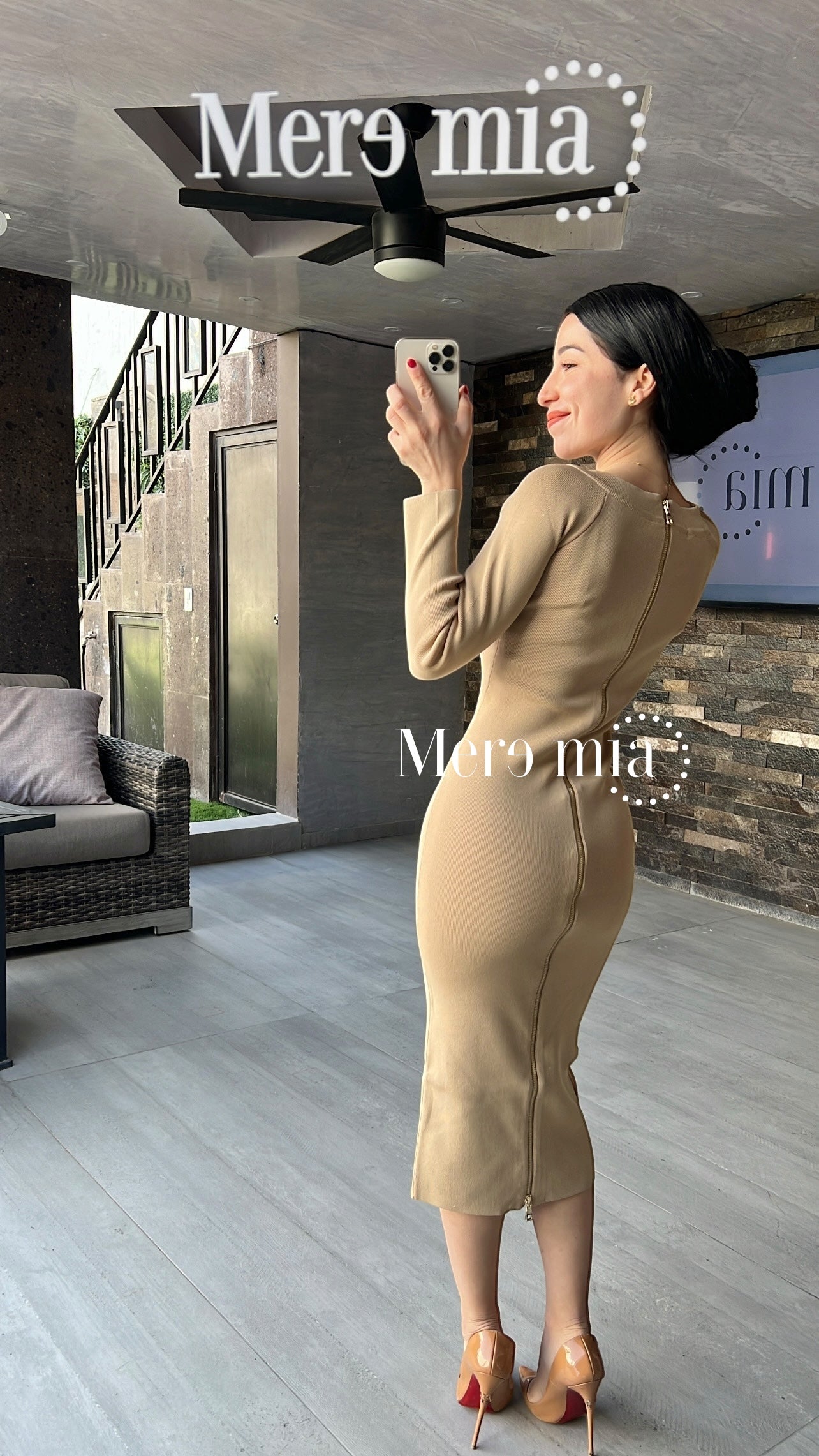 Vestido beige rayado ml