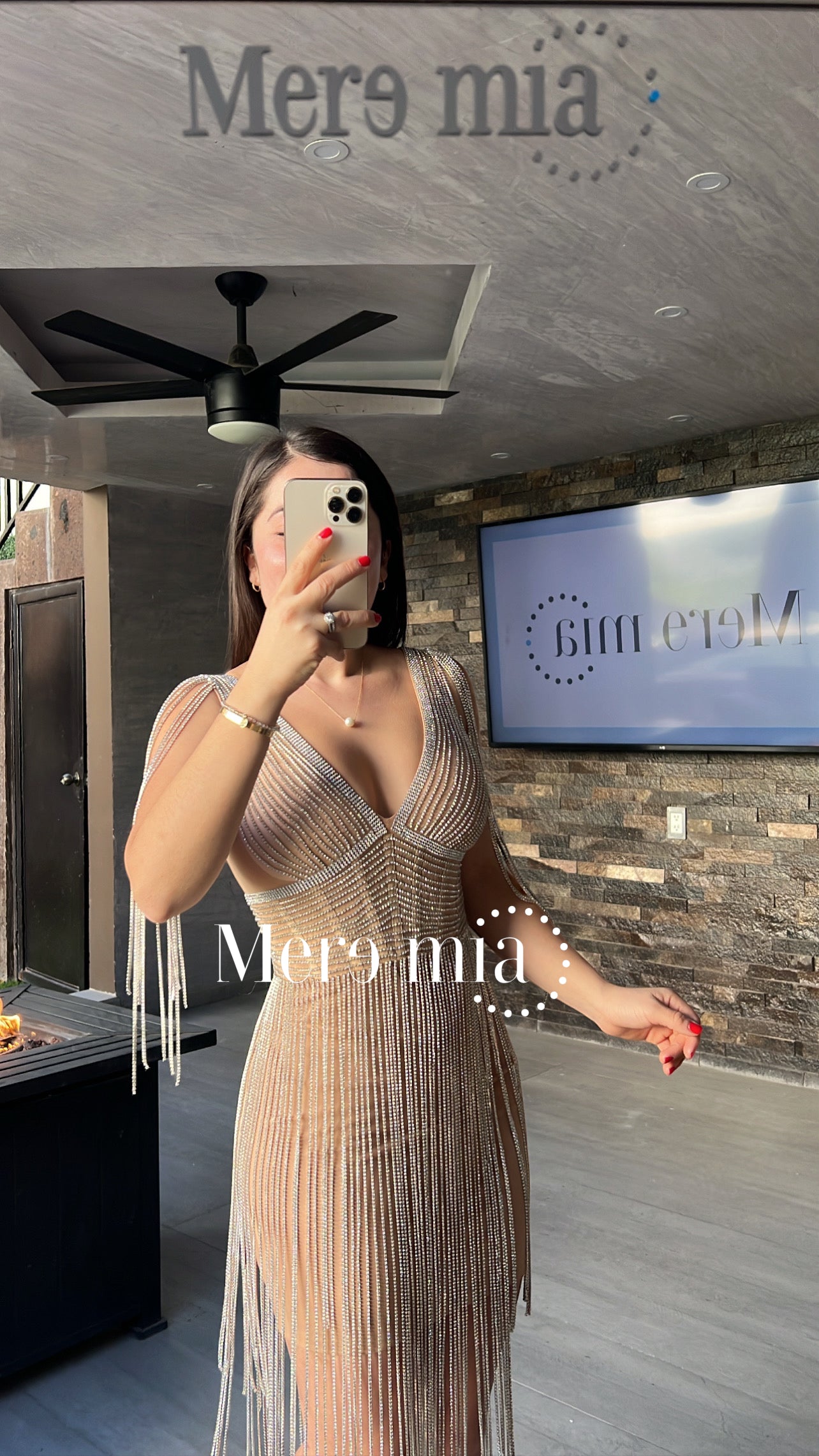 Vestido nude cadenas V