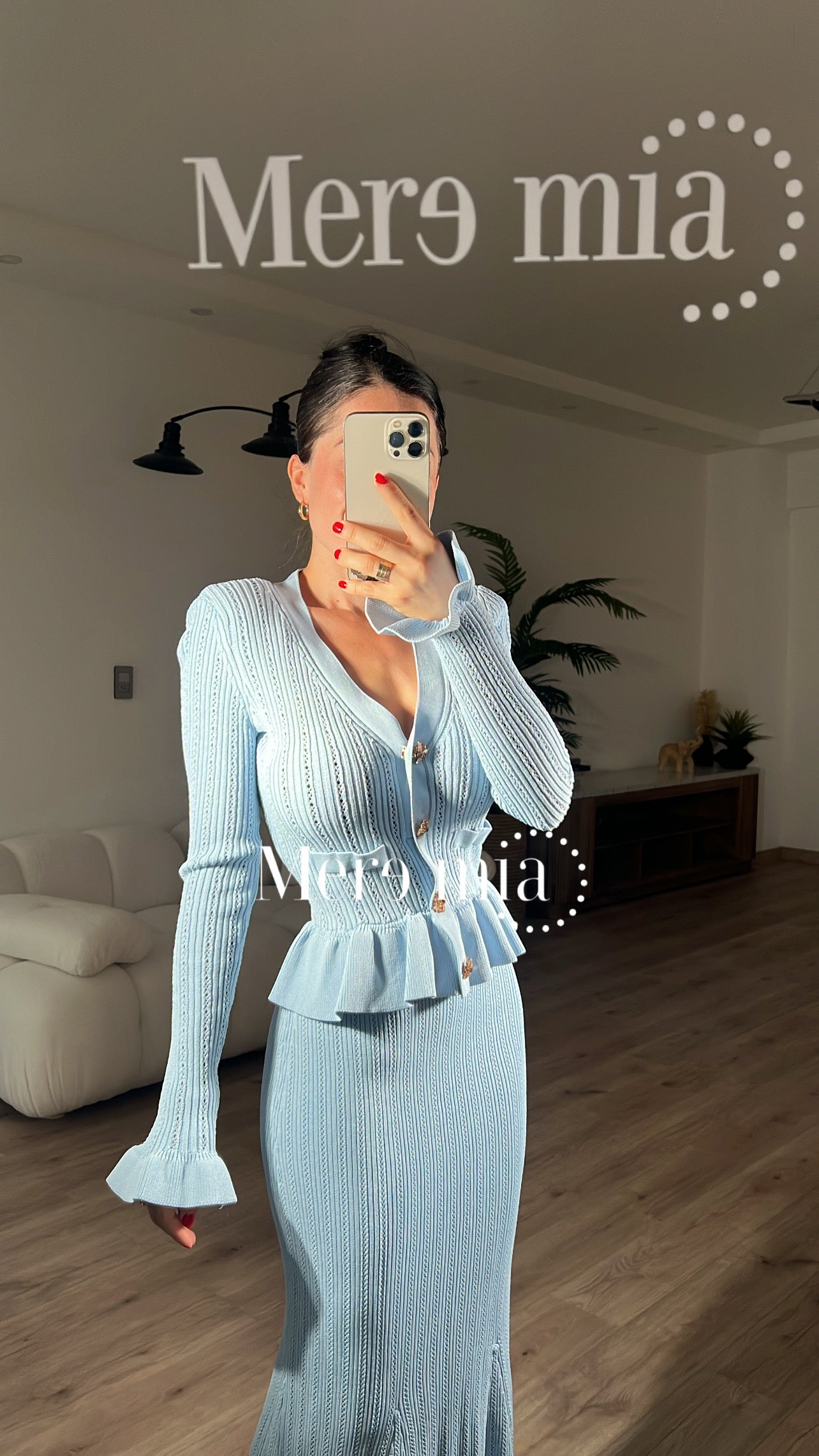 Vestido azul olanes rayado