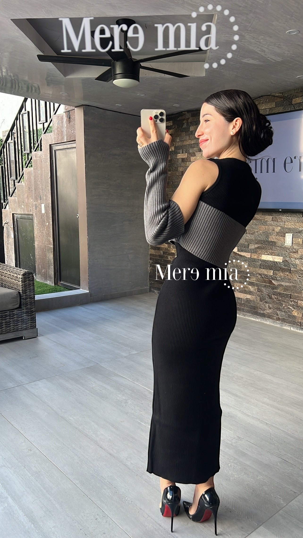 Vestido sweater negro gris