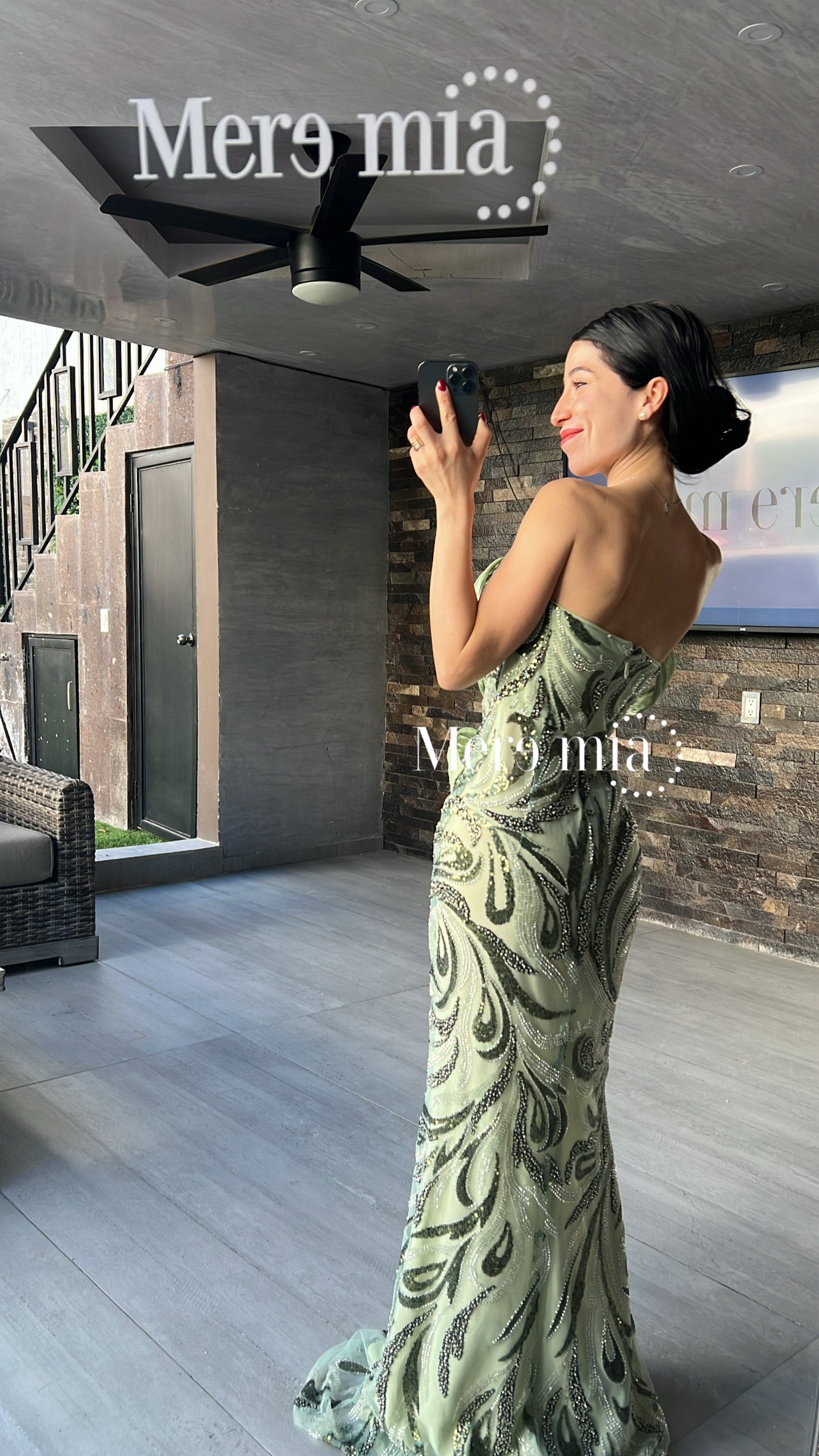 Vestido verde pist tul