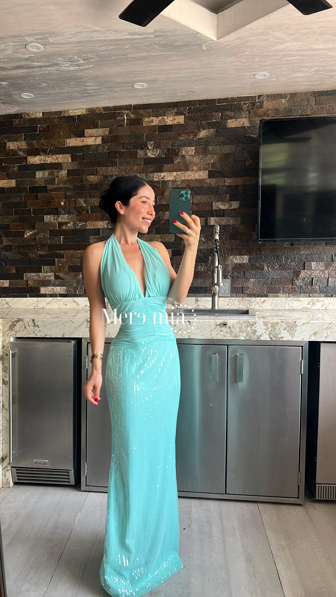 Vestido menta halter v