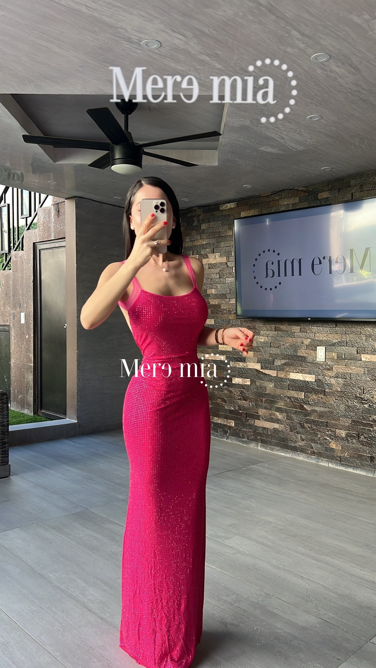 Vestido rosa puntos malla