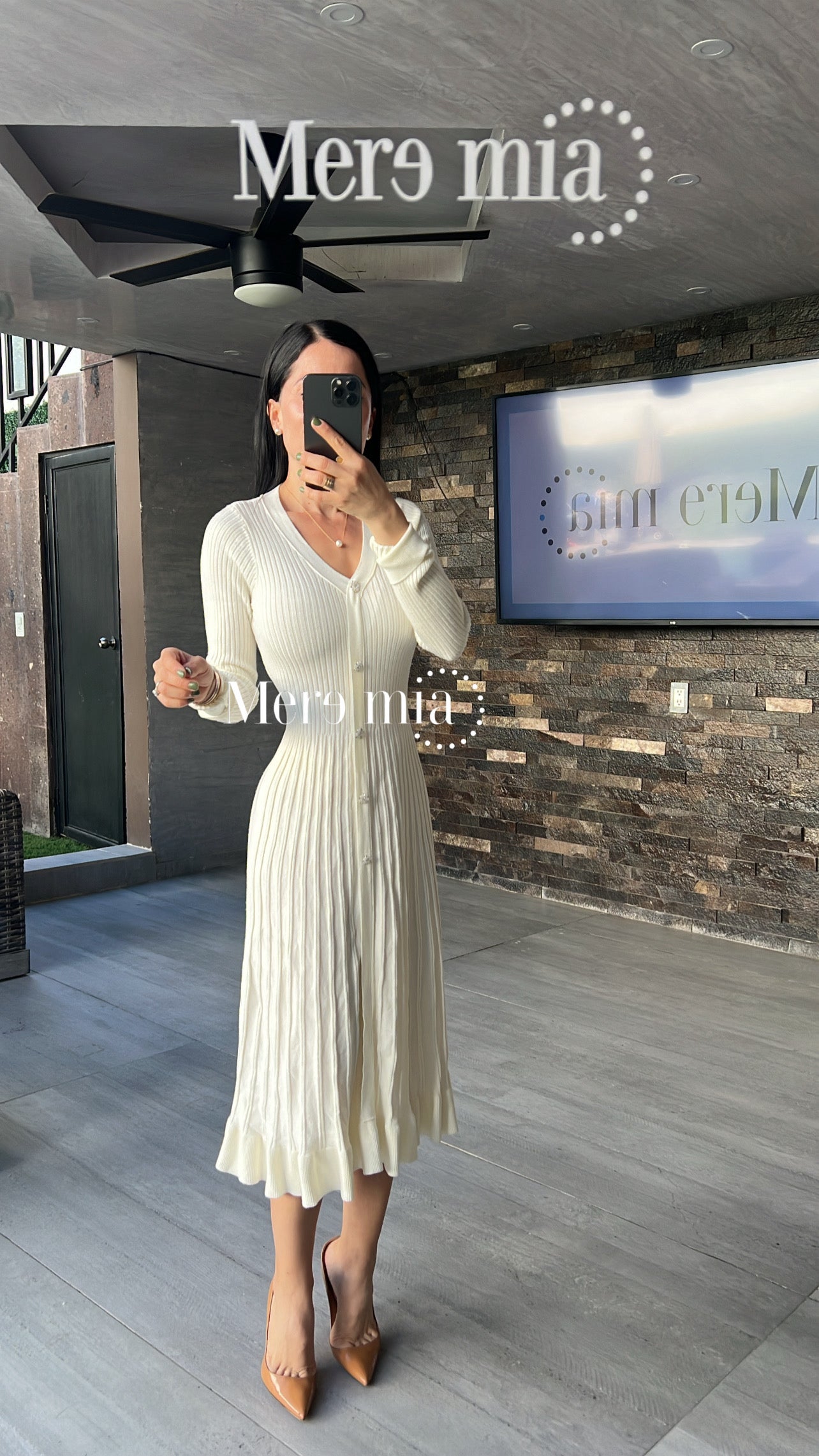 Vestido perla sweater plisado