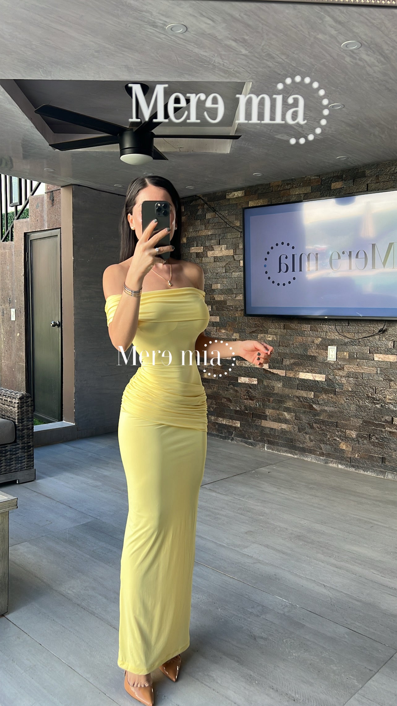 Vestido amarillo ml plisado