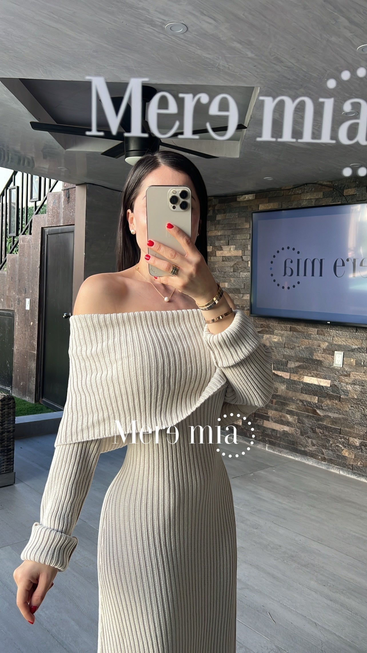 Vestido beige sweater hom