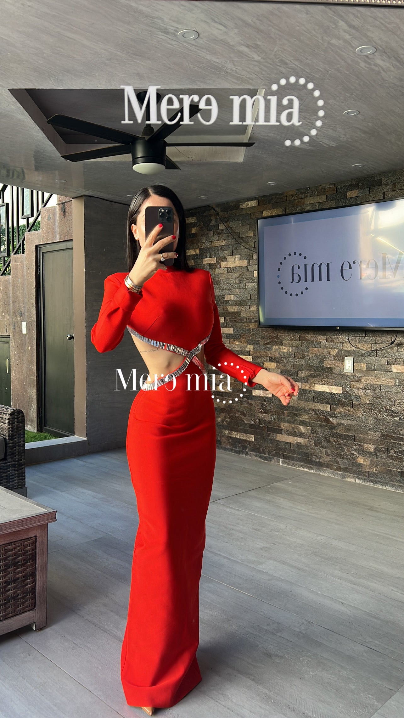 Vestido rojo plata rect