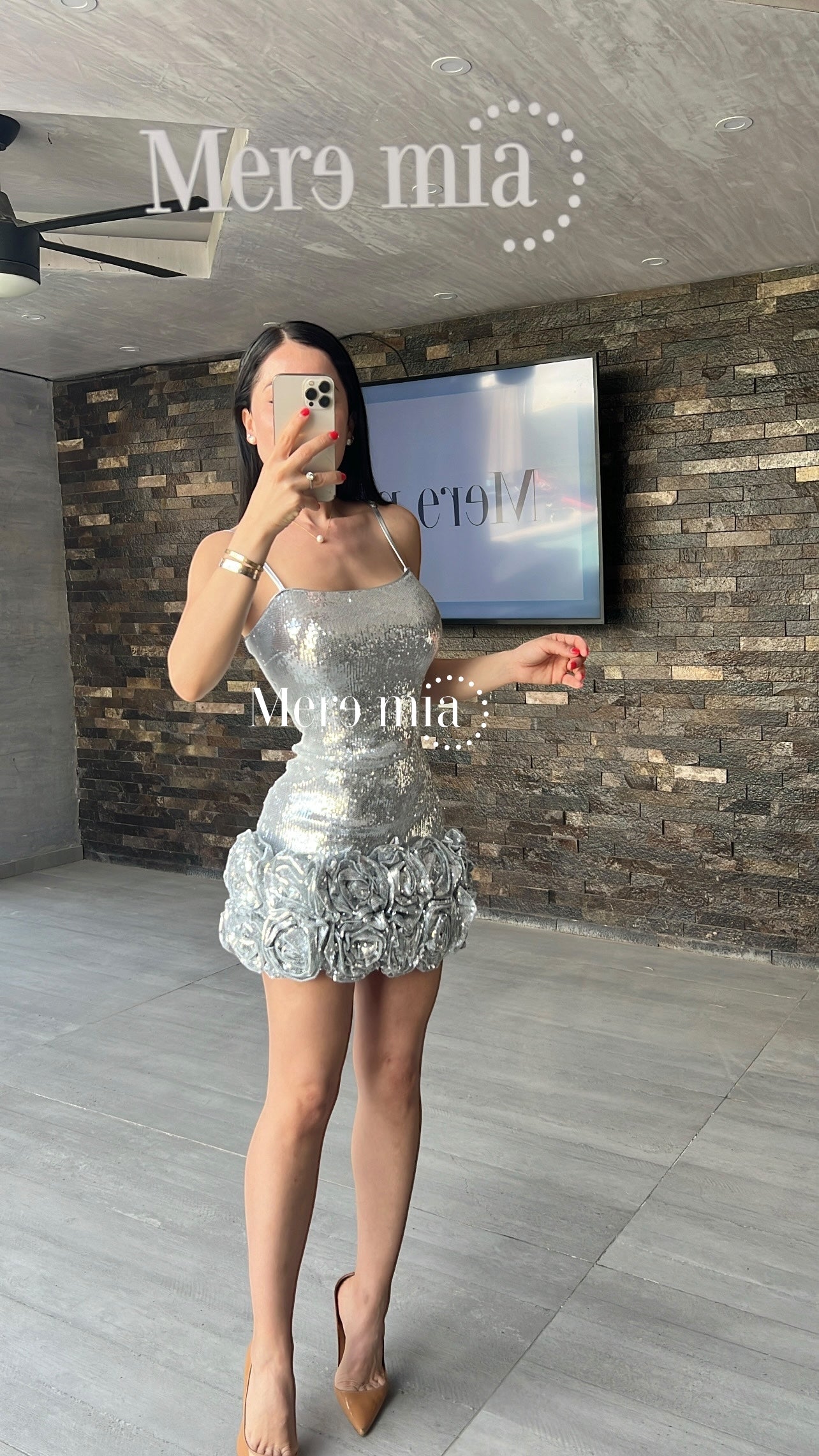 Vestido flores plata