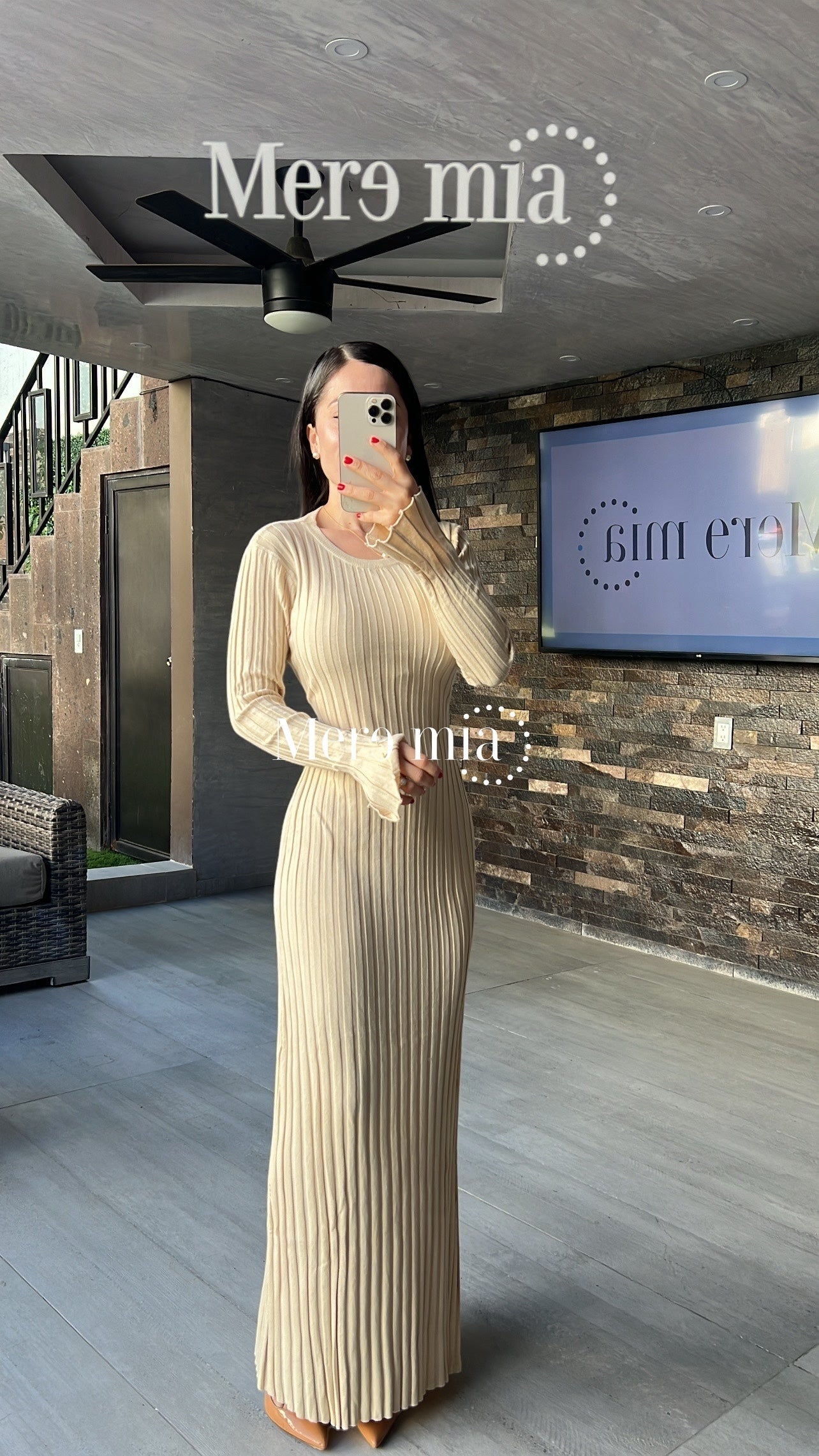 Vestido beige rayado