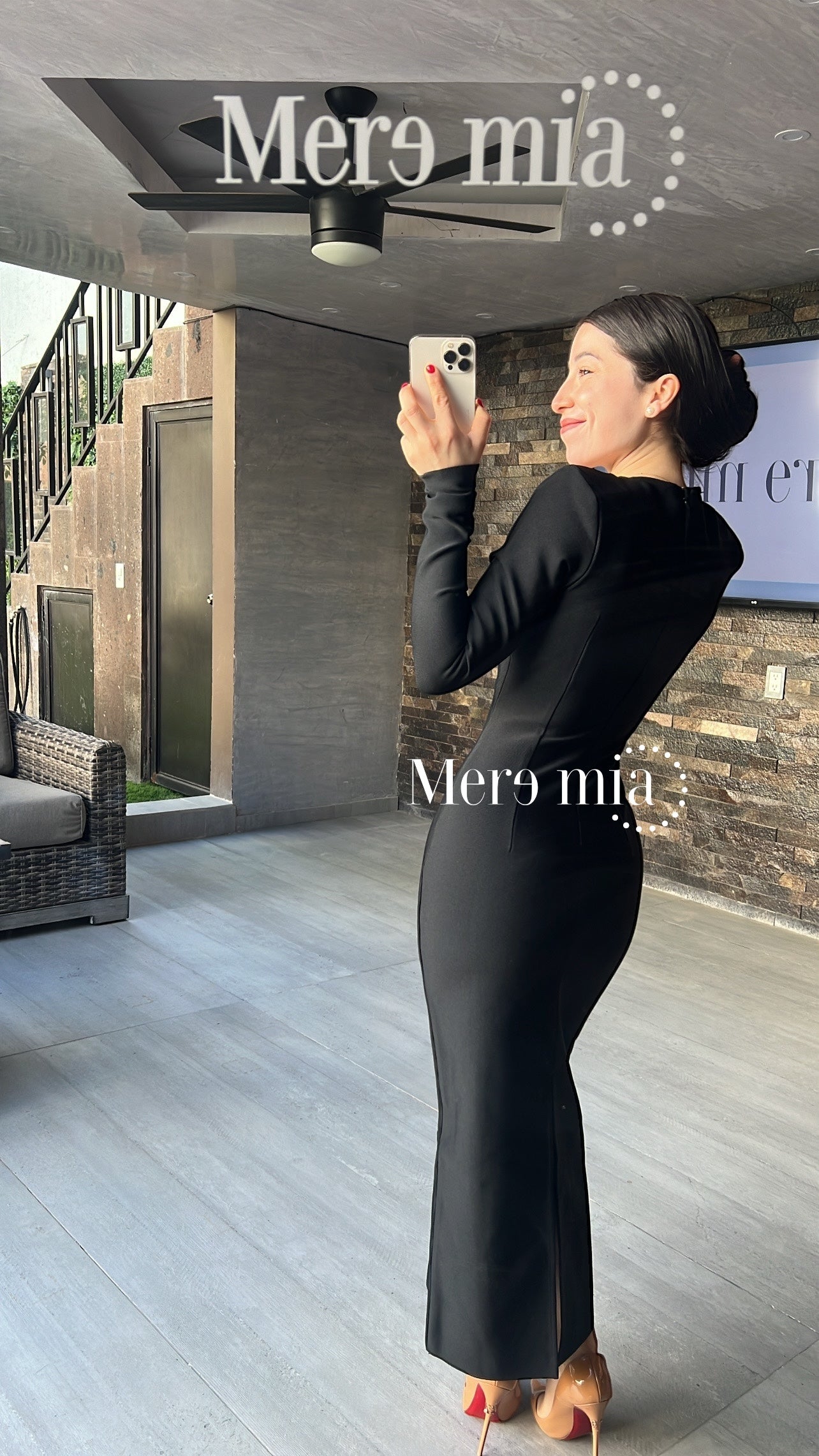 Vestido negro manga larga