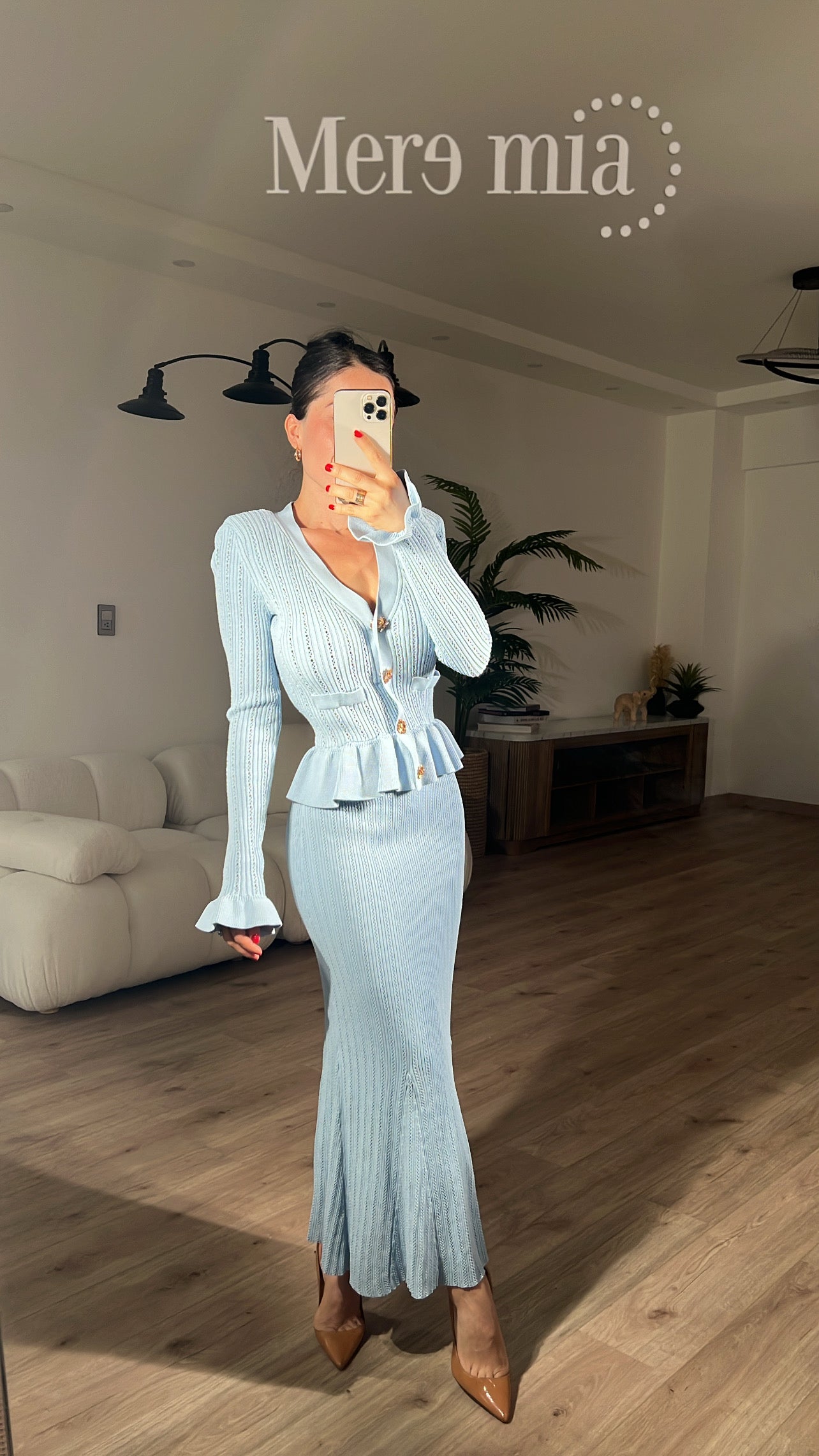 Vestido azul olanes rayado