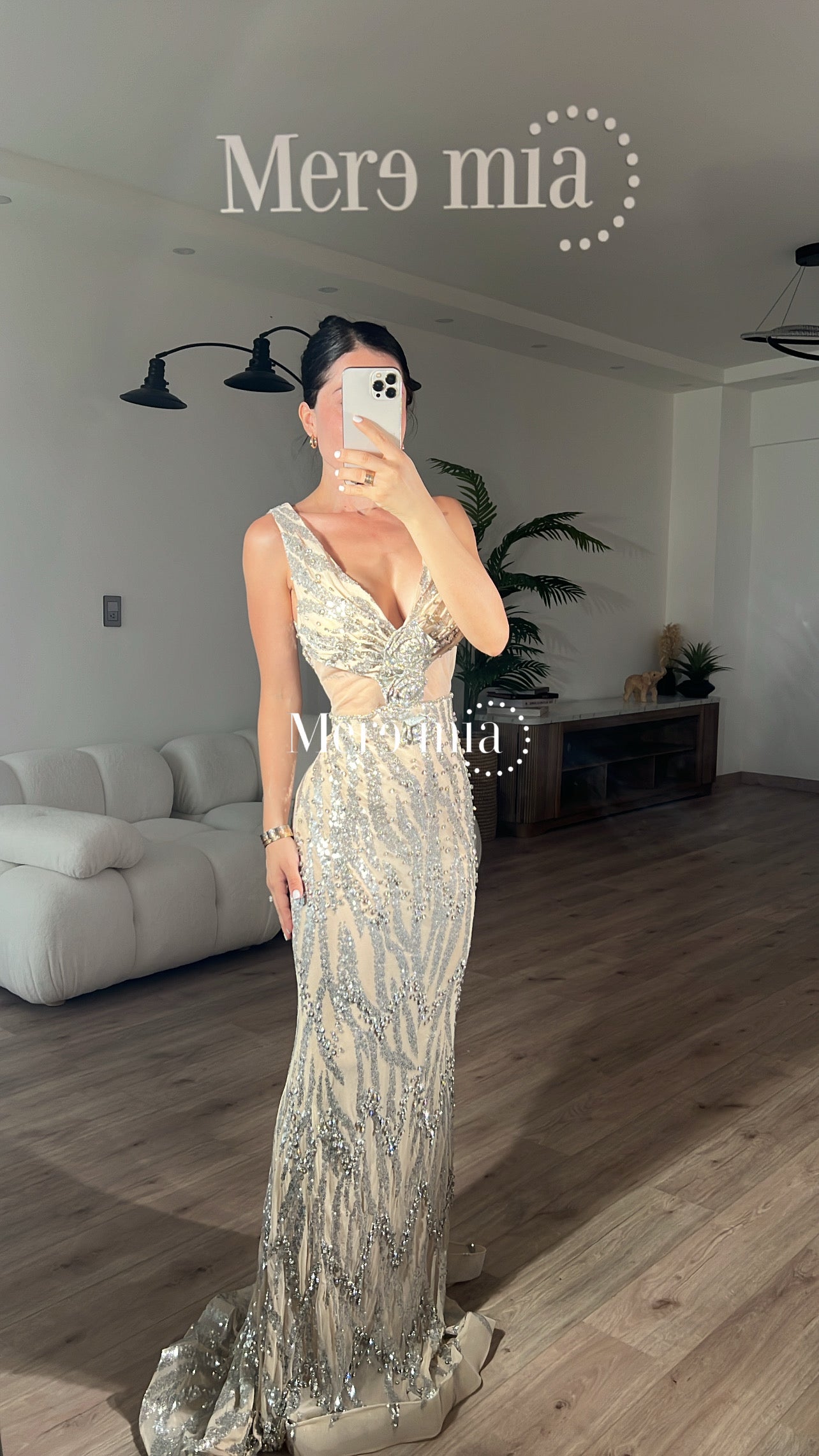 Vestido nude plata aber