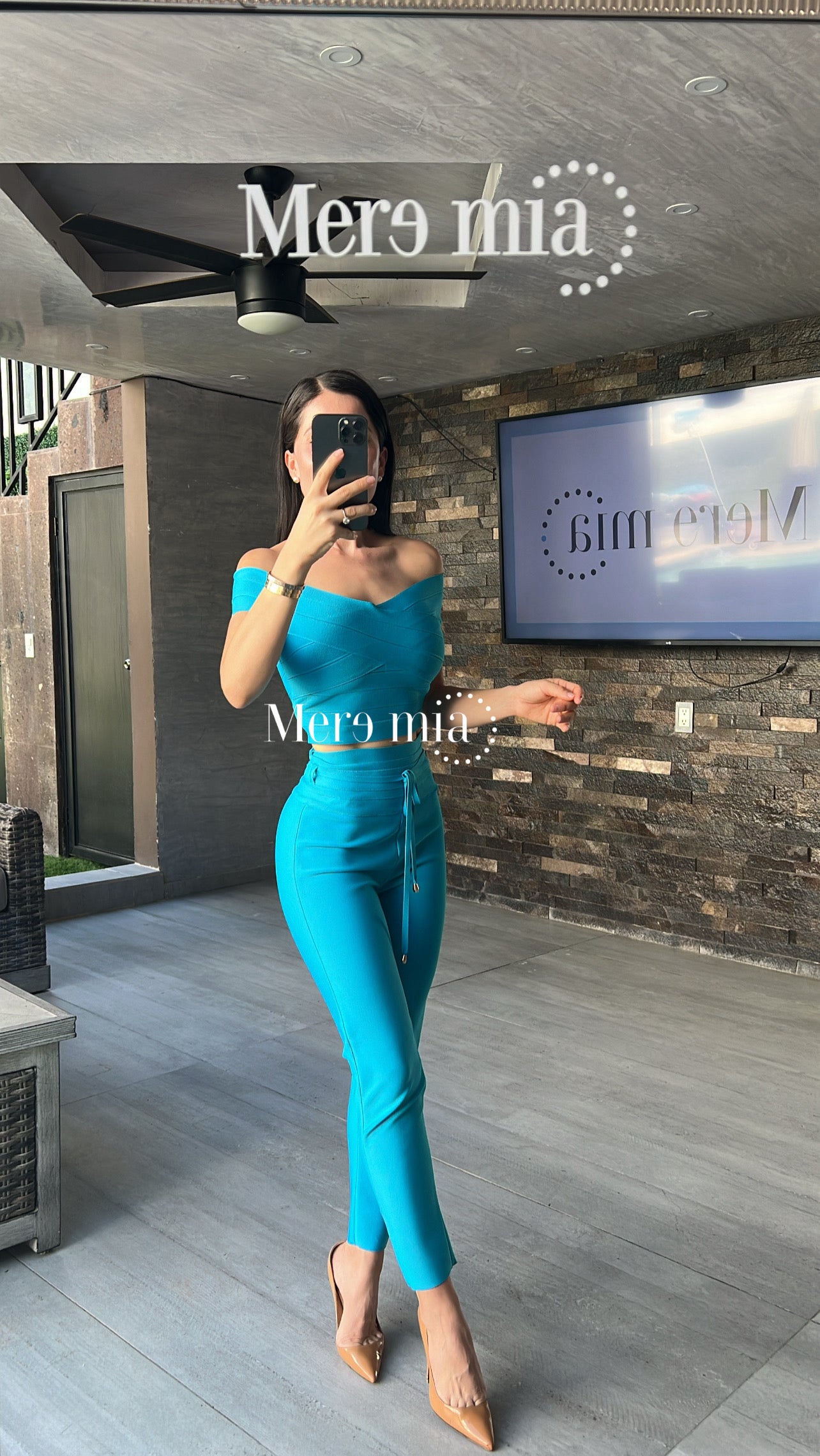 Pantalón cinto turq