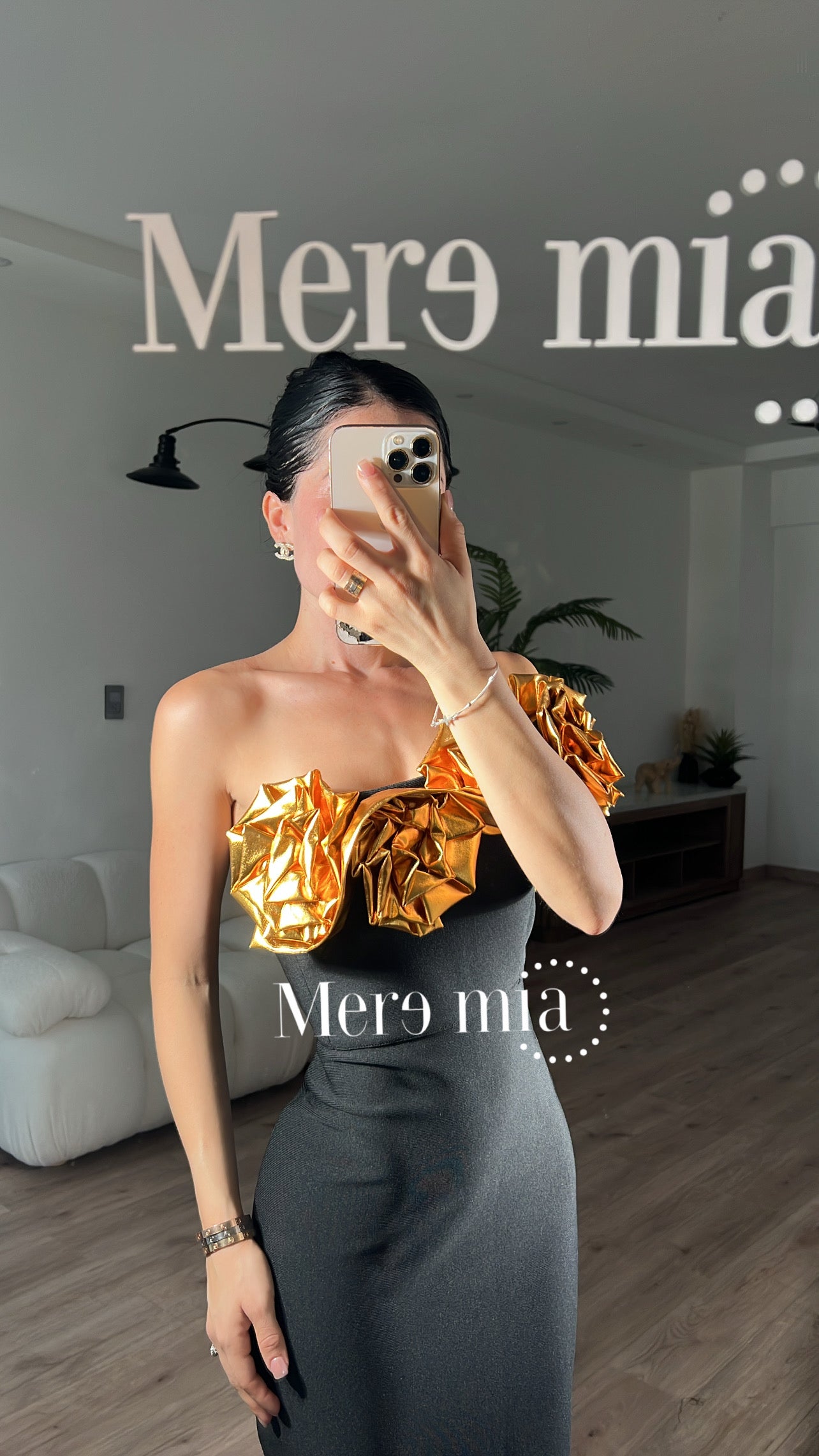 Vestido negro flores dor