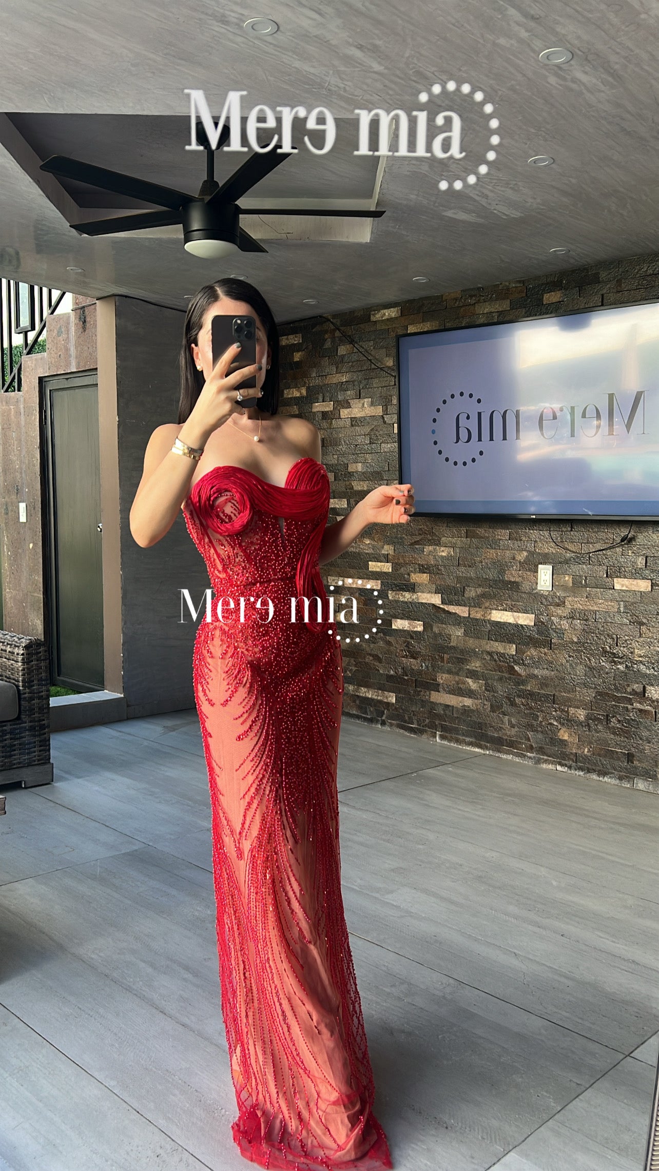 Vestido rojo lentejuelas apl