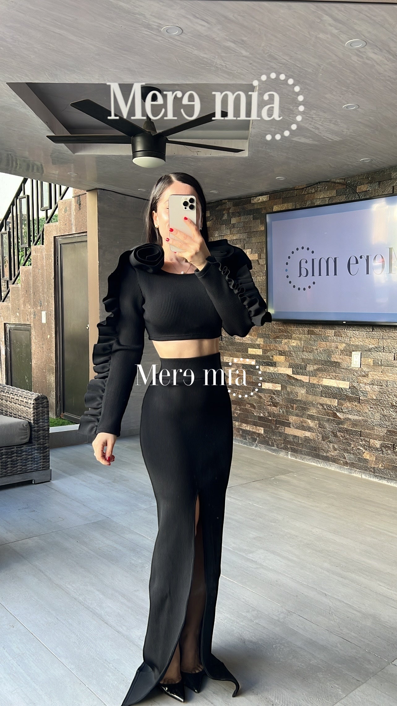 Conjunto negro mangas bomb