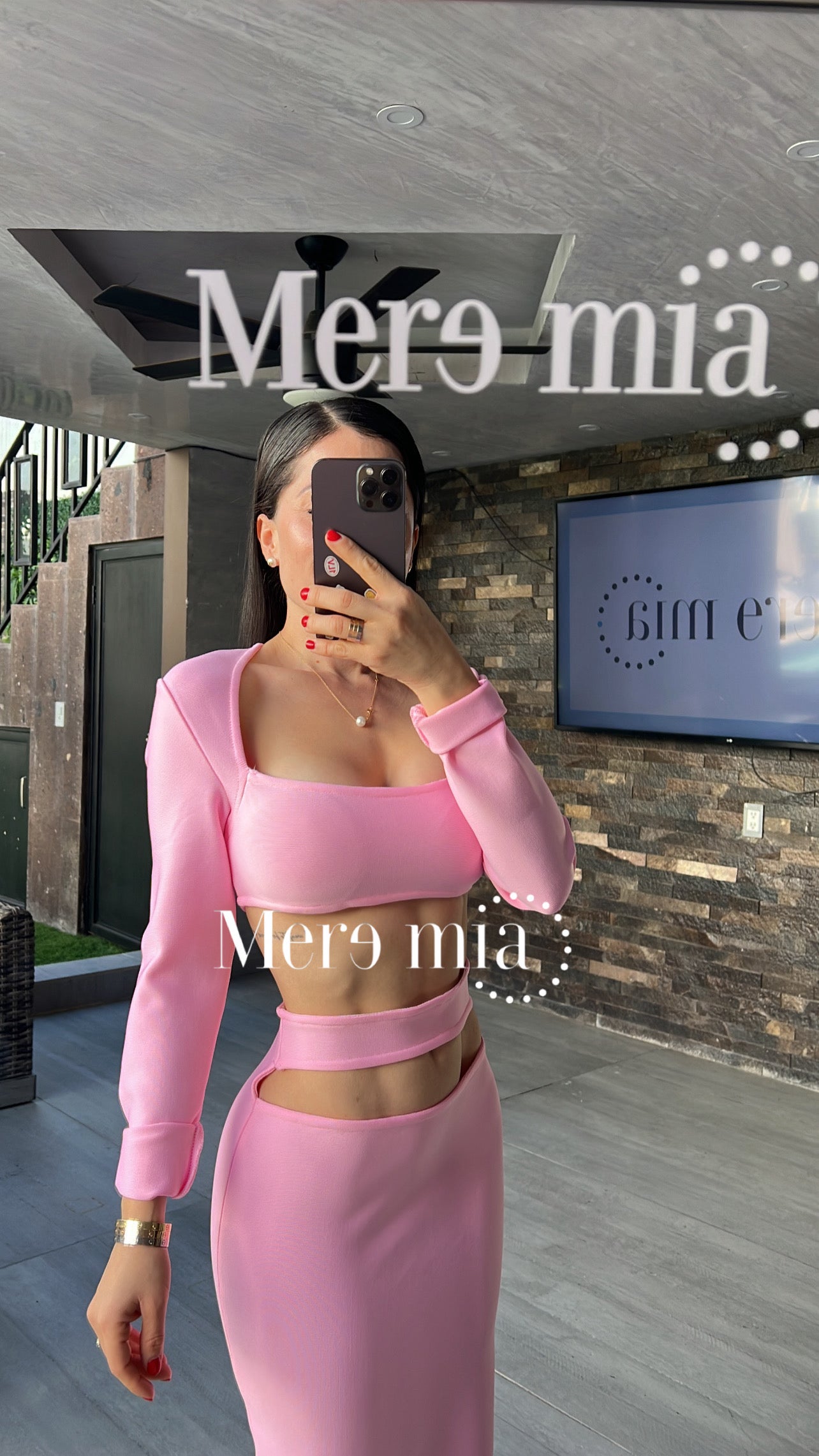 Conjunto rosa tira falda