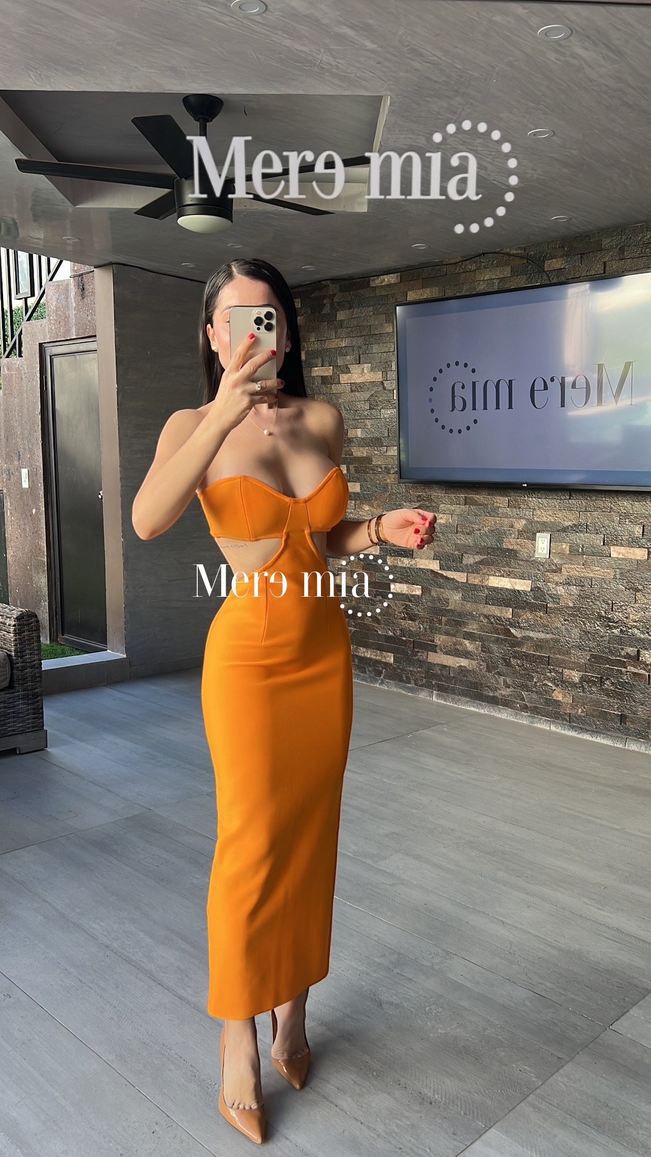 Vestido naranja strapples