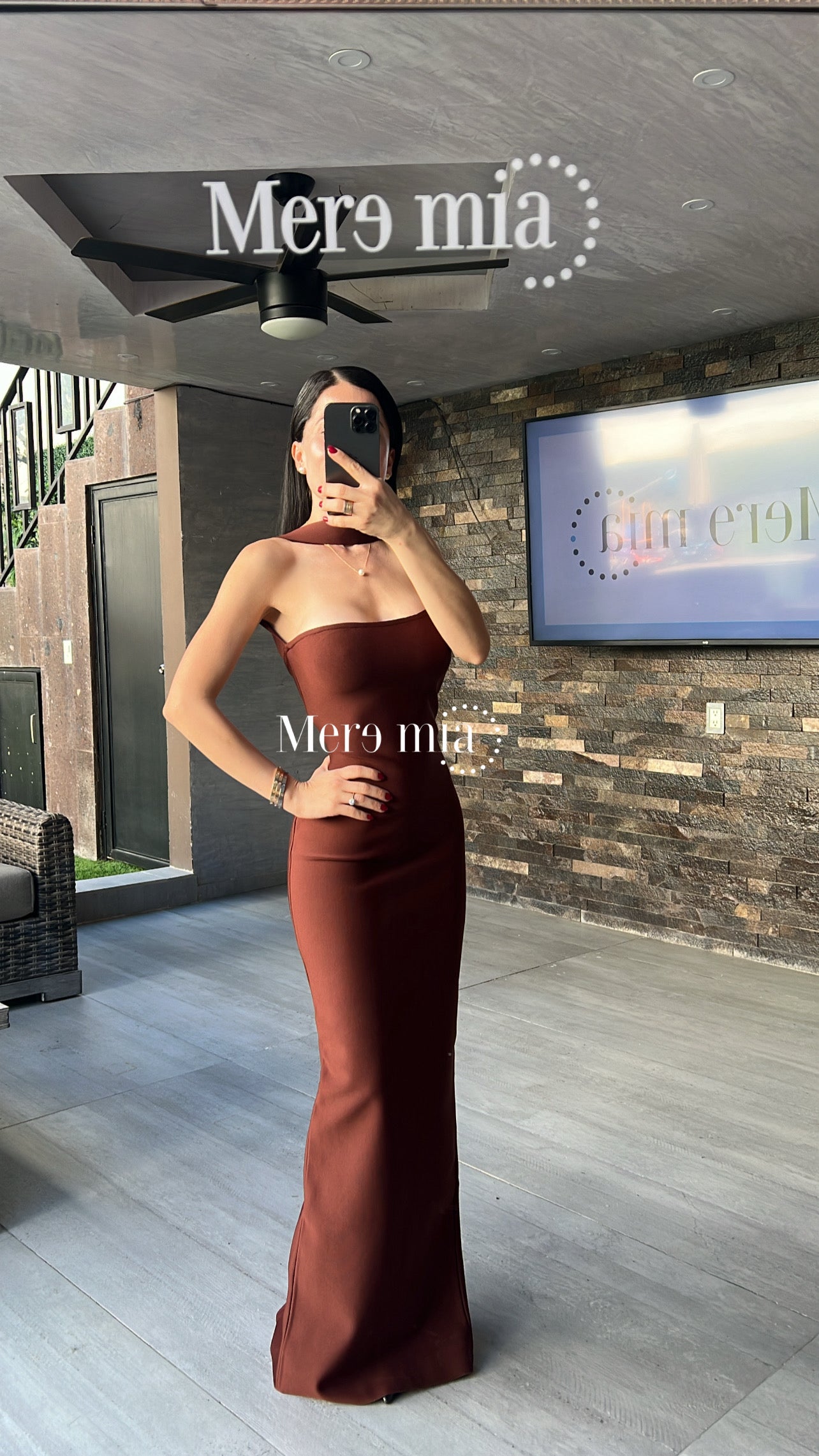 Vestido café halter