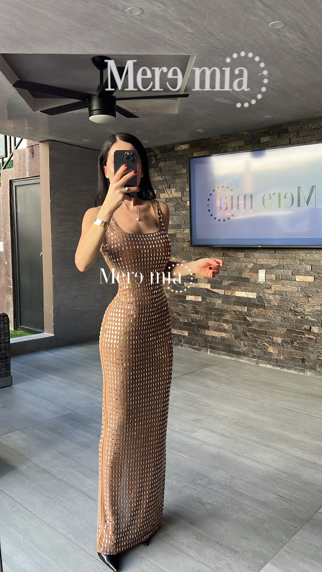 Vestido café apl rect