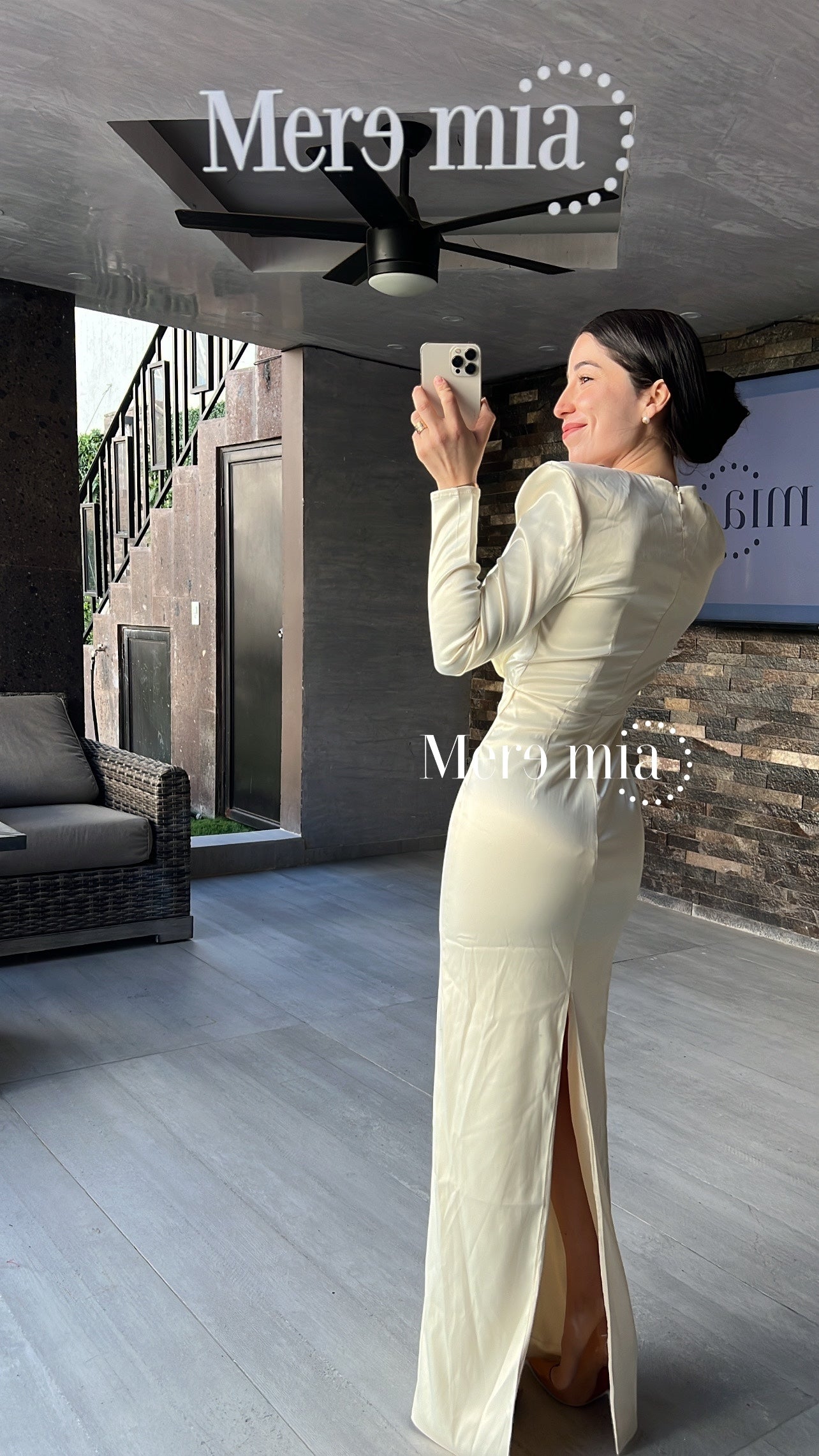 Vestido perla escote V