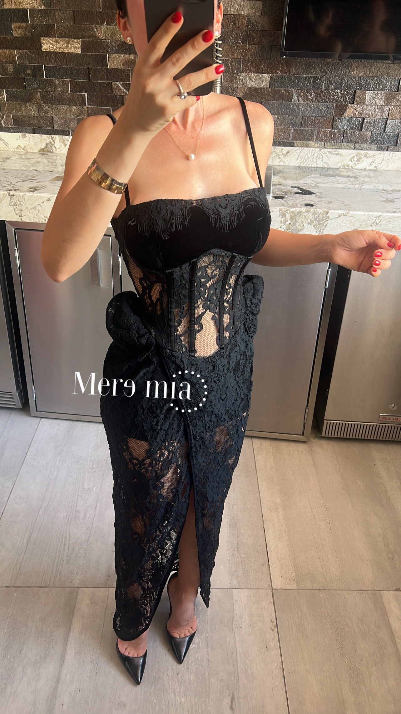 Vestido negro encaje florar