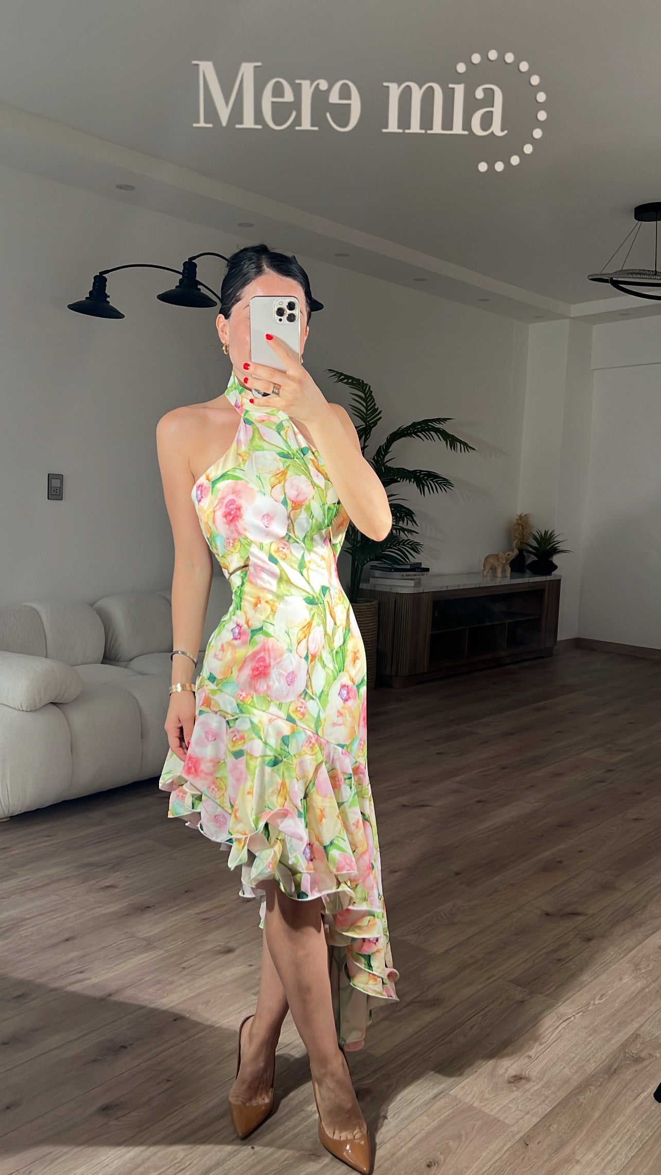 Vestido flores asimétrico