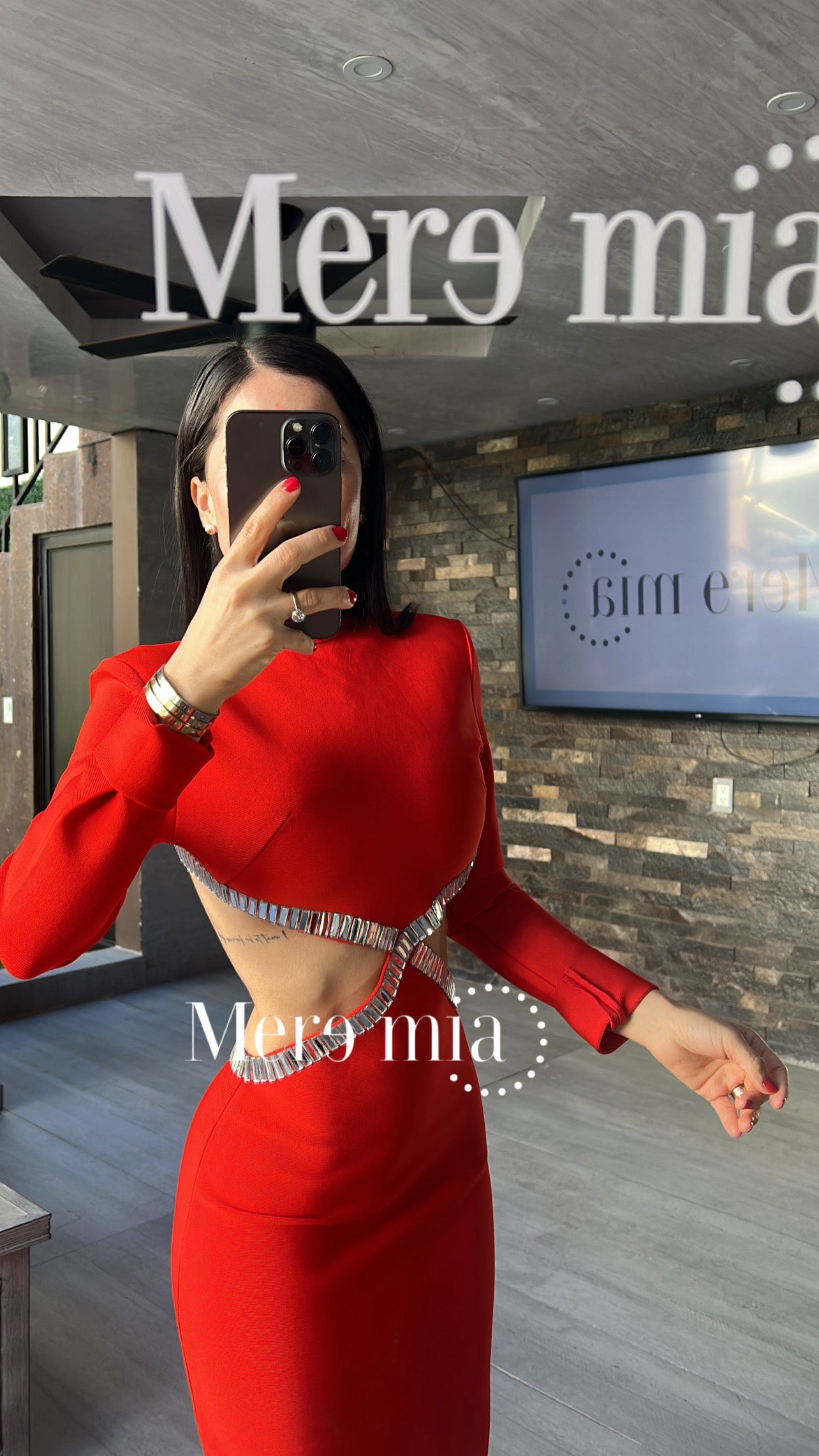 Vestido rojo plata rect