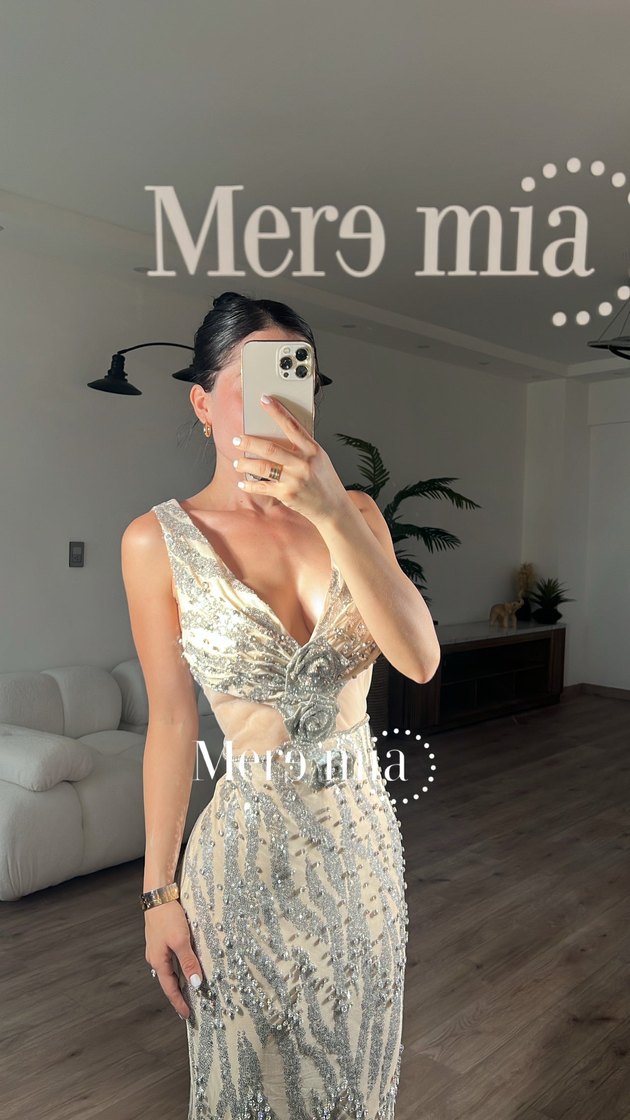 Vestido nude plata aber