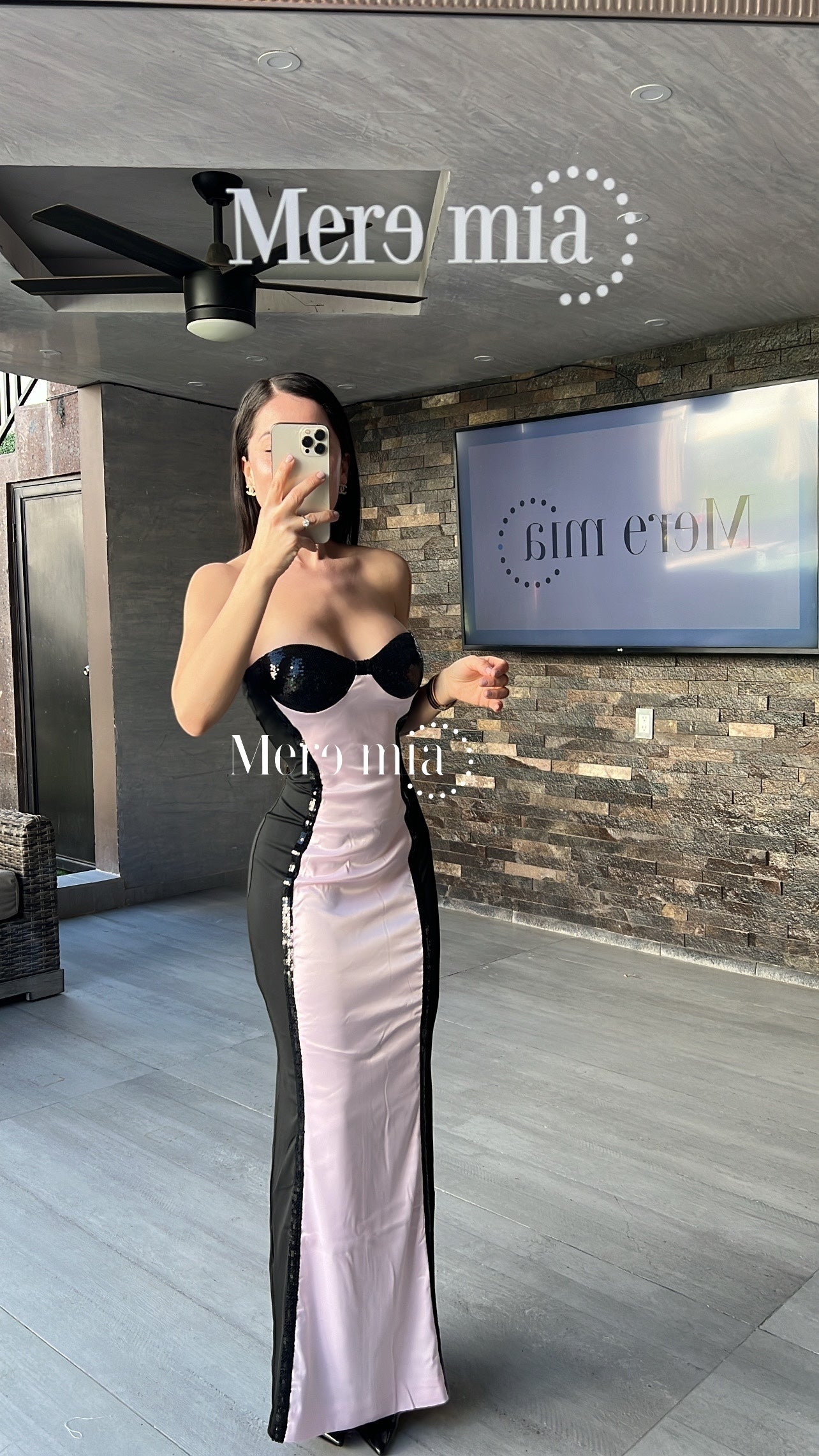 Vestido negro rosa copas