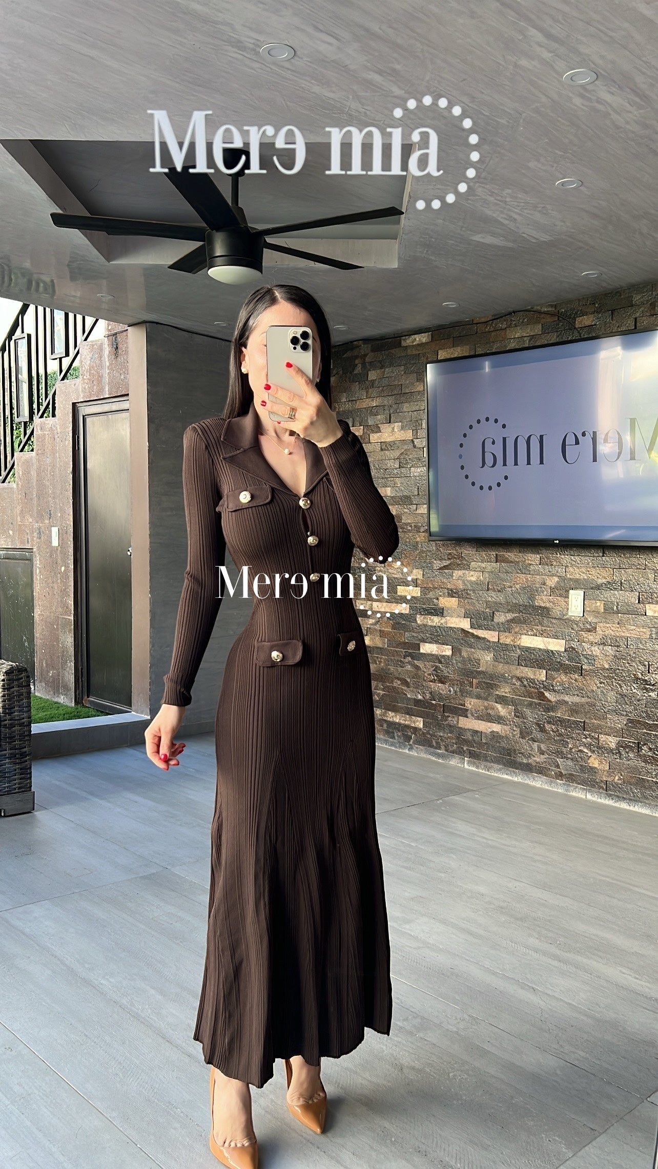 Vestido cafe rayado botones