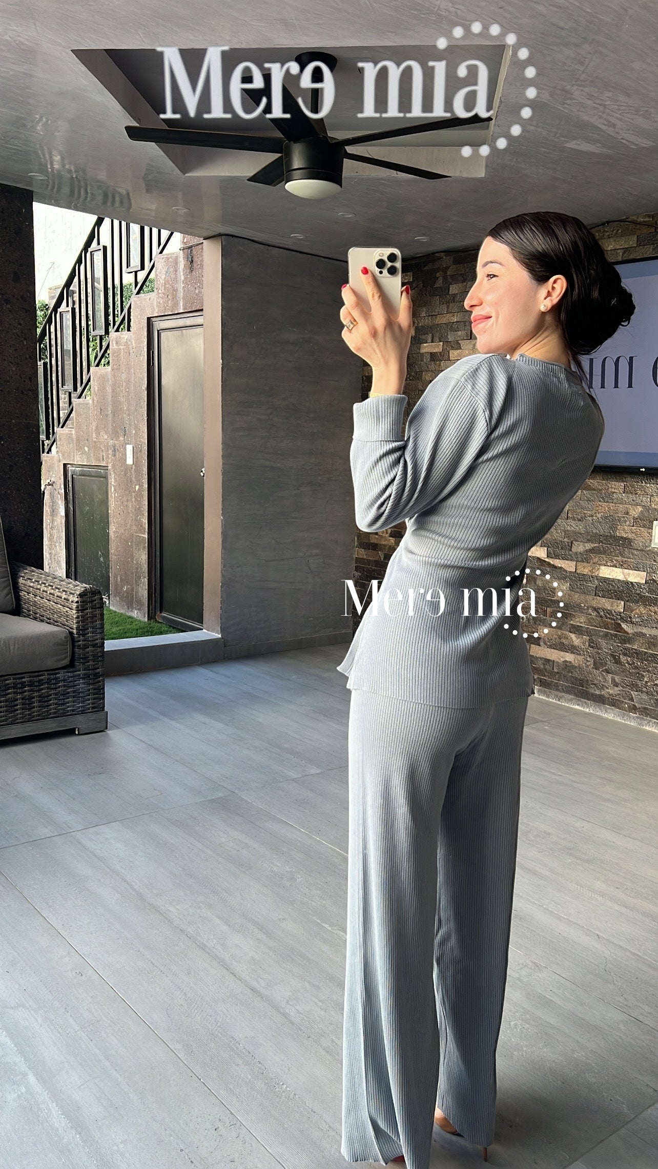 Conjunto pant gris blusa tira