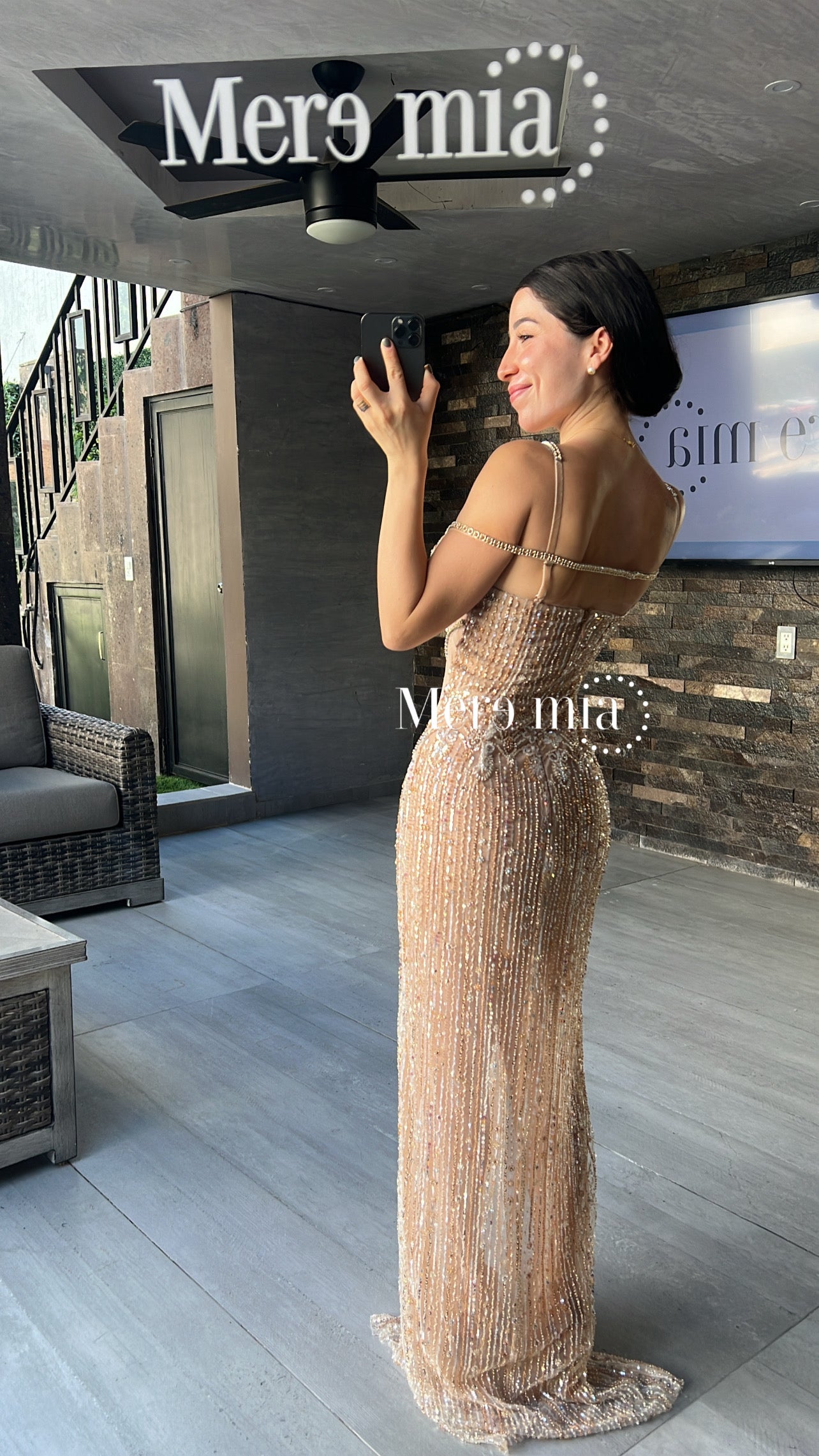 Vestido nude tiras apl
