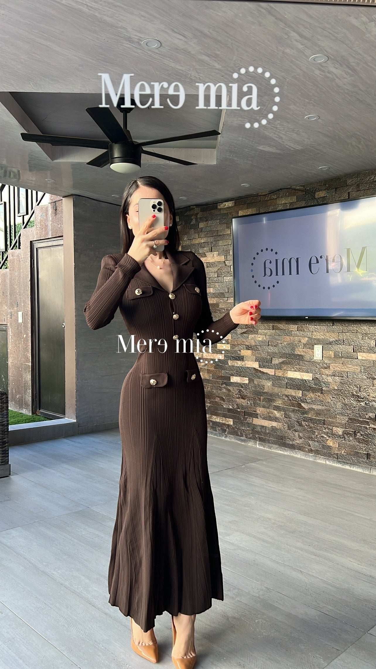 Vestido cafe rayado botones