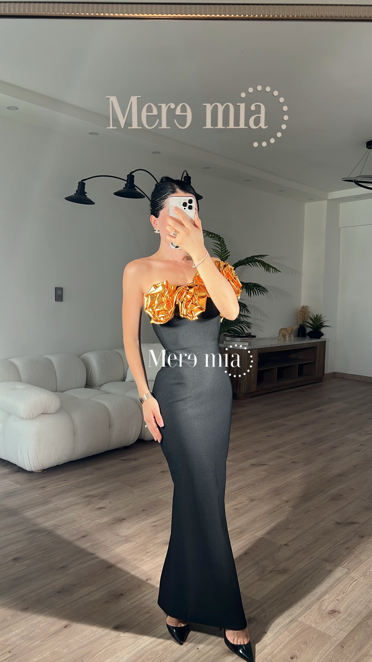 Vestido negro flores dor