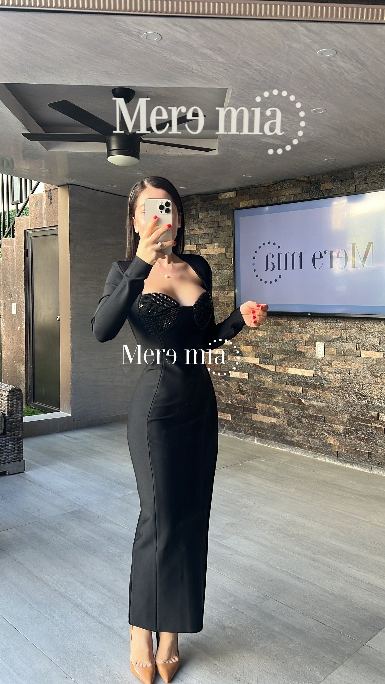 Vestido negro manga larga