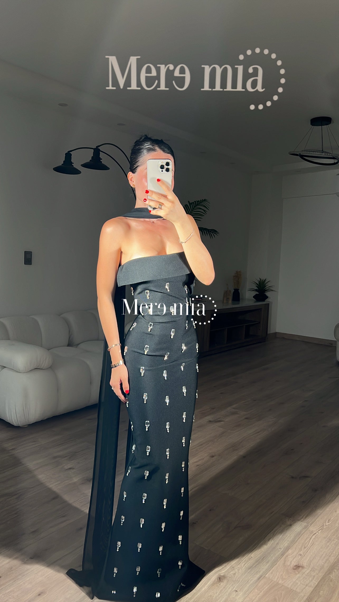 Vestido gotas plata malla