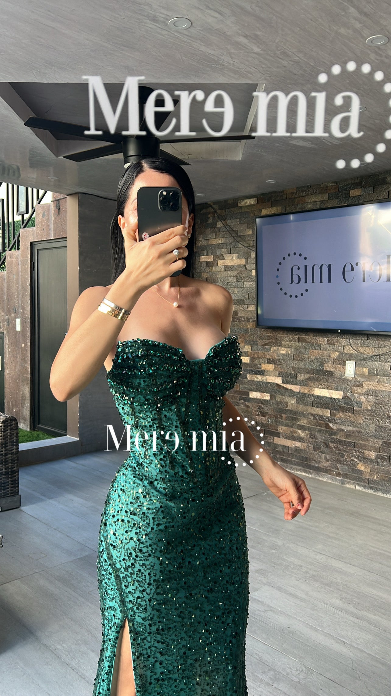 Vestido verde esmeralda lentejuelas